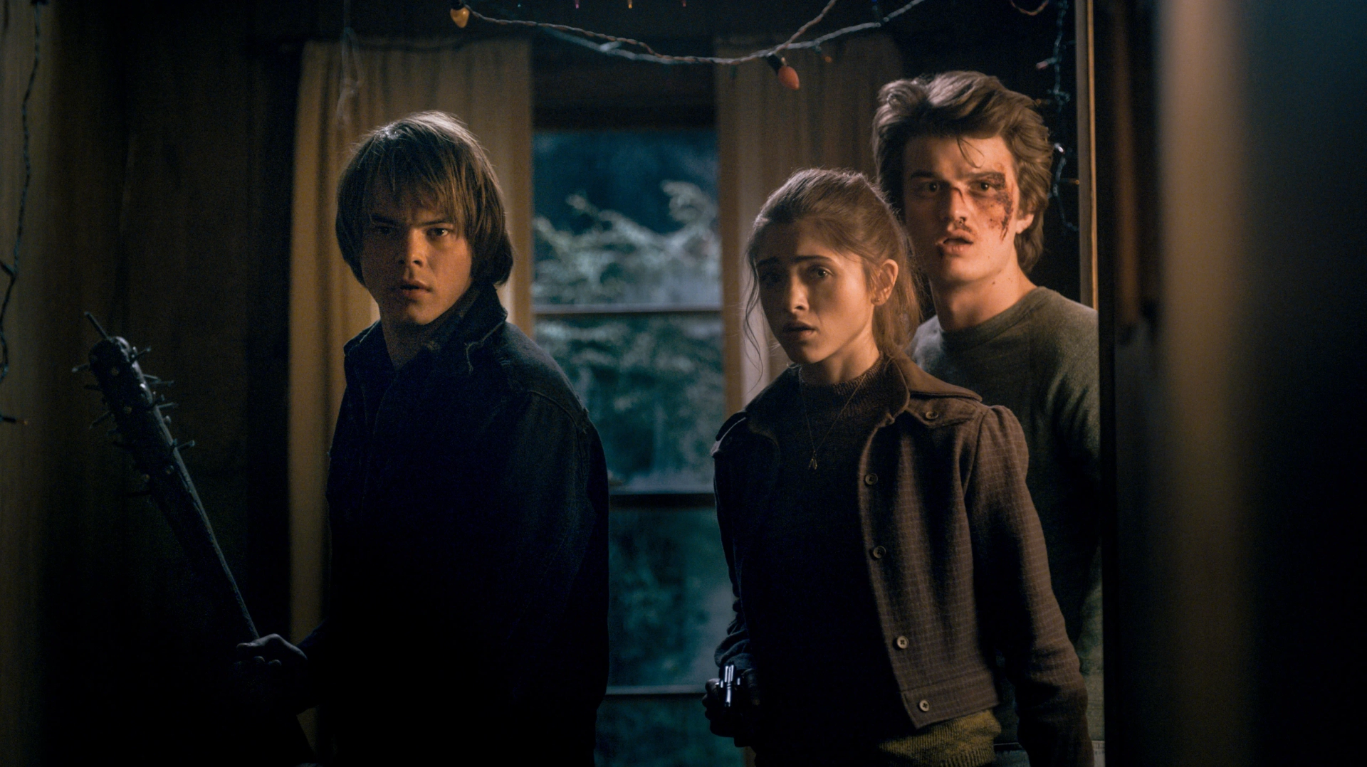 Natalia Dyer, Charlie Heaton, and Joe Keery in Stranger Things (2016)