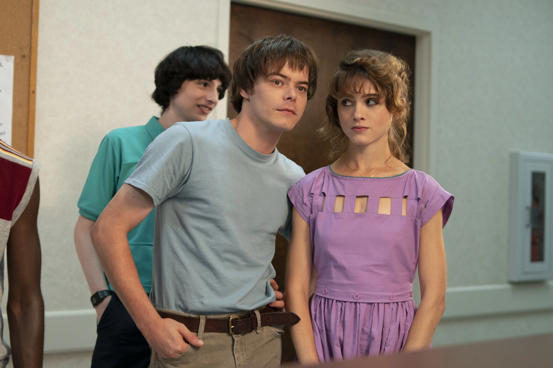 Natalia Dyer, Finn Wolfhard, and Charlie Heaton in Stranger Things (2016)