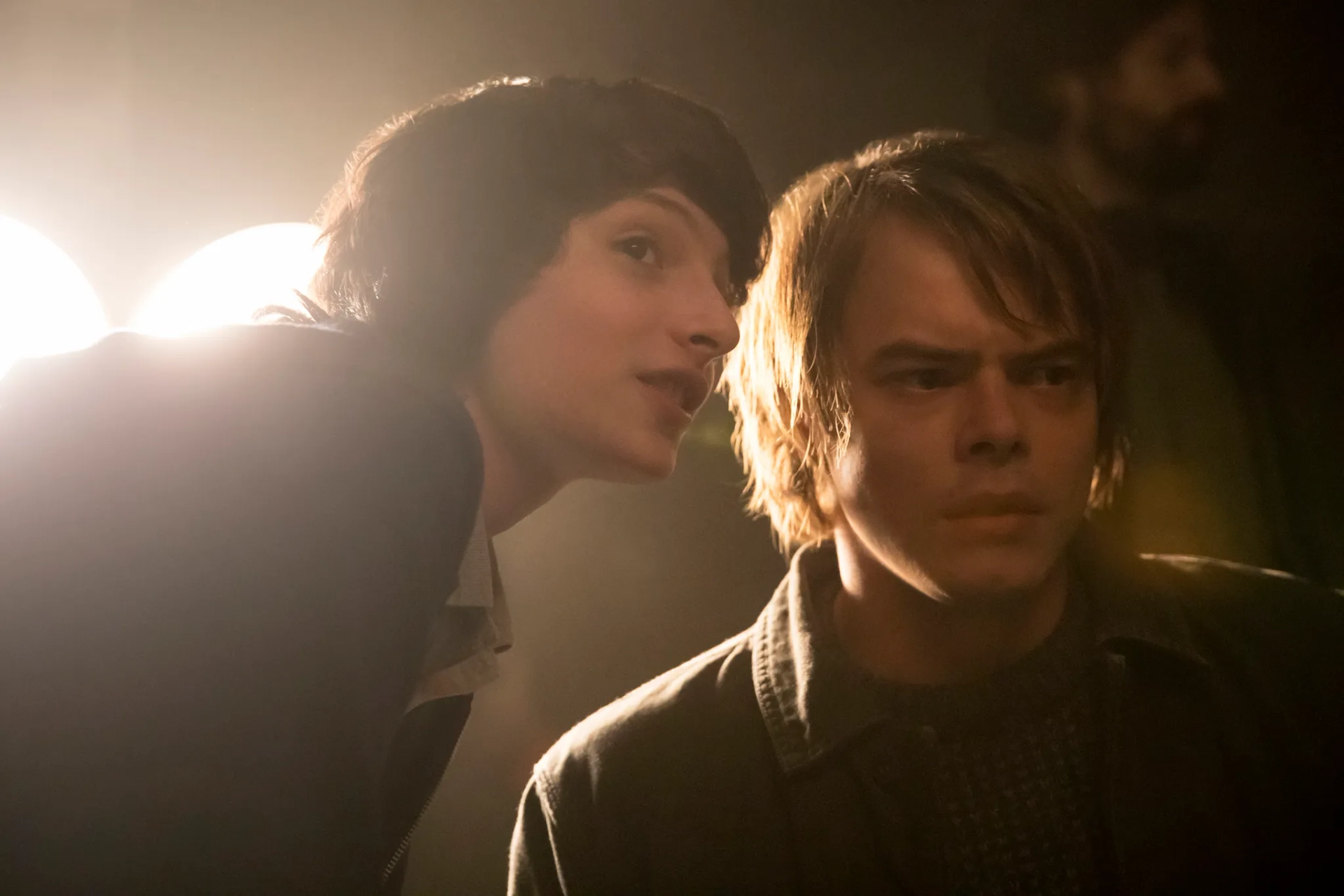 Finn Wolfhard and Charlie Heaton in Stranger Things (2016)