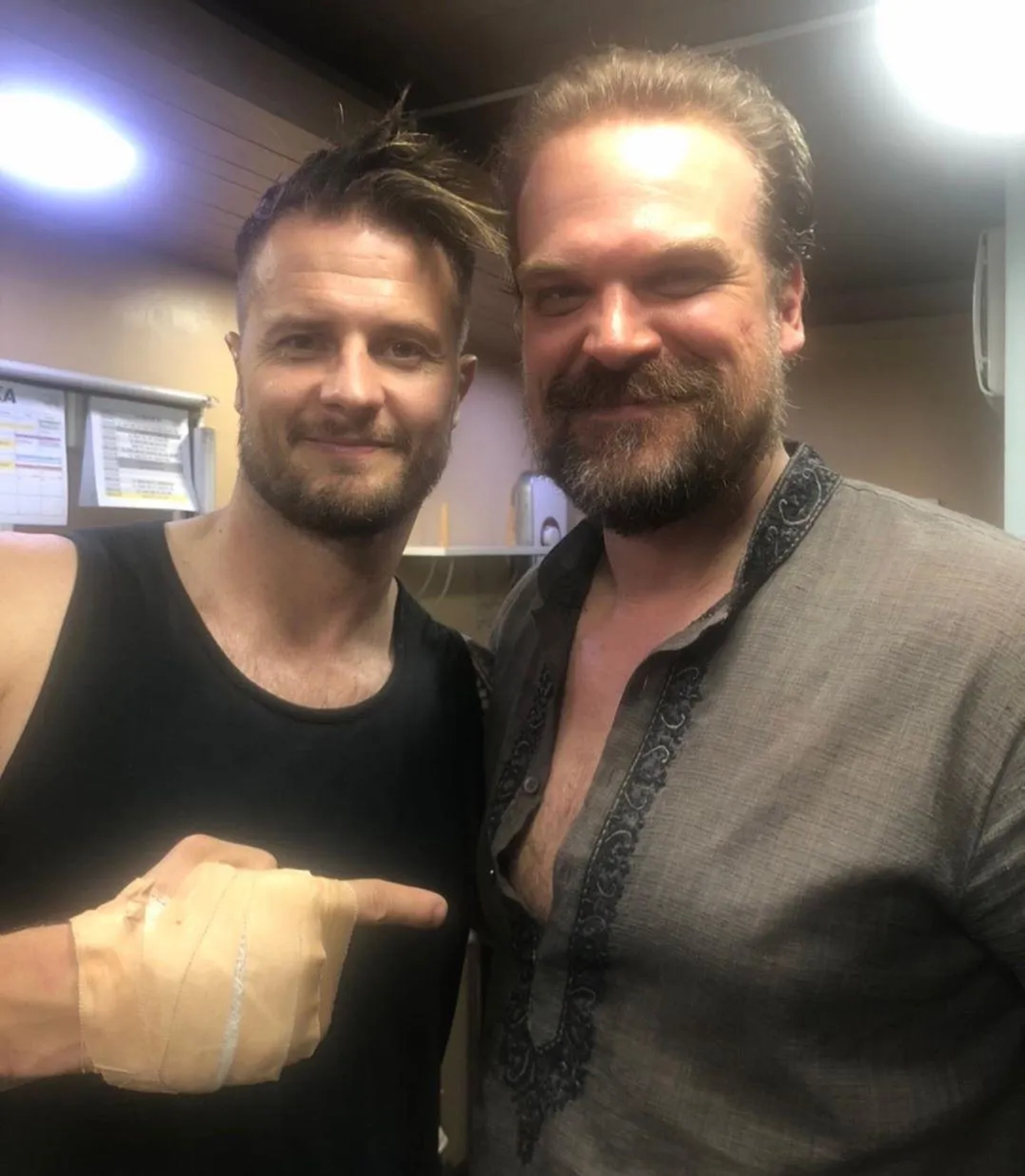 David Harbour and Sam Hargrave in Extraction (2020)