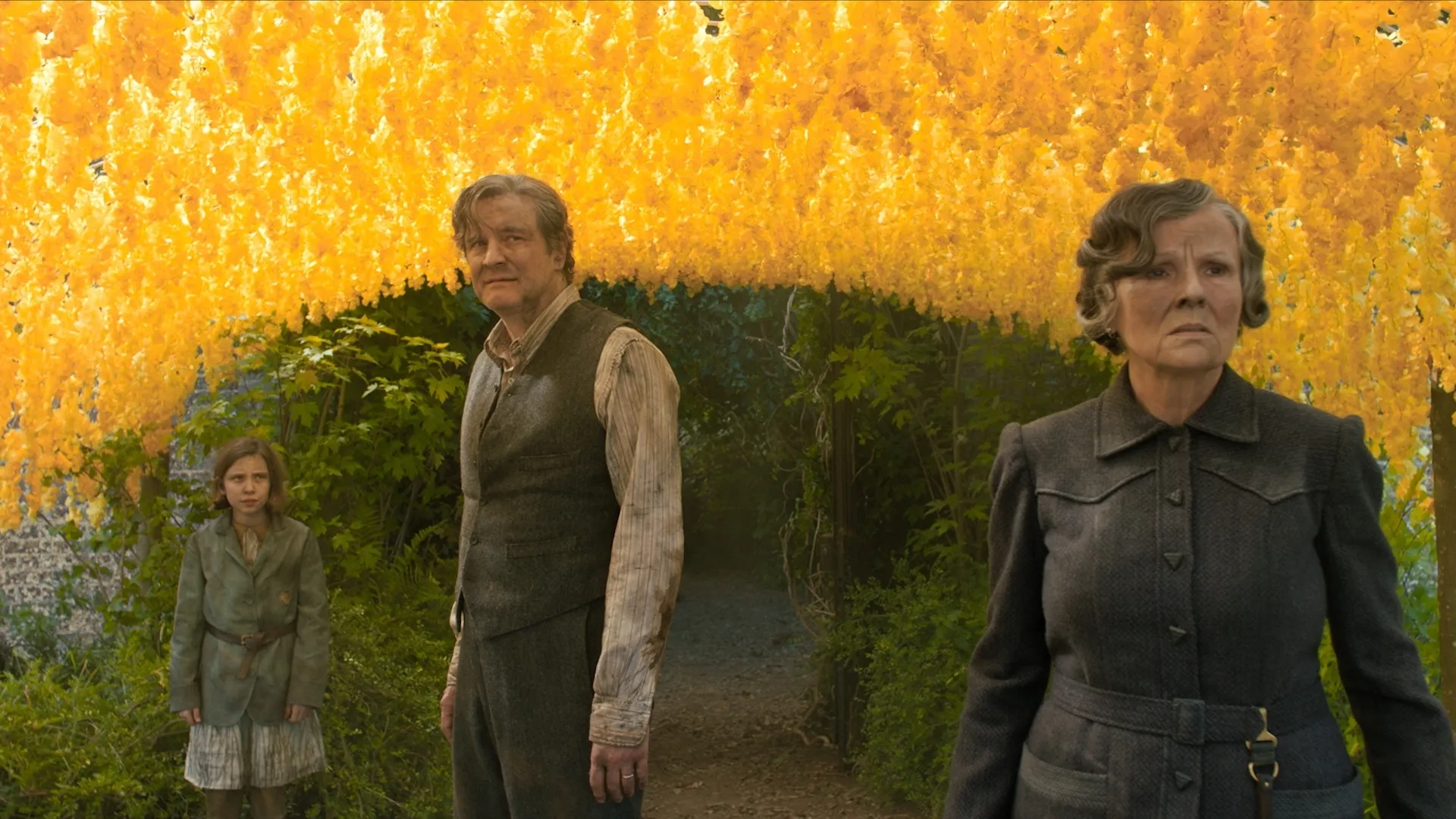 Colin Firth, Julie Walters, and Dixie Egerickx in The Secret Garden (2020)