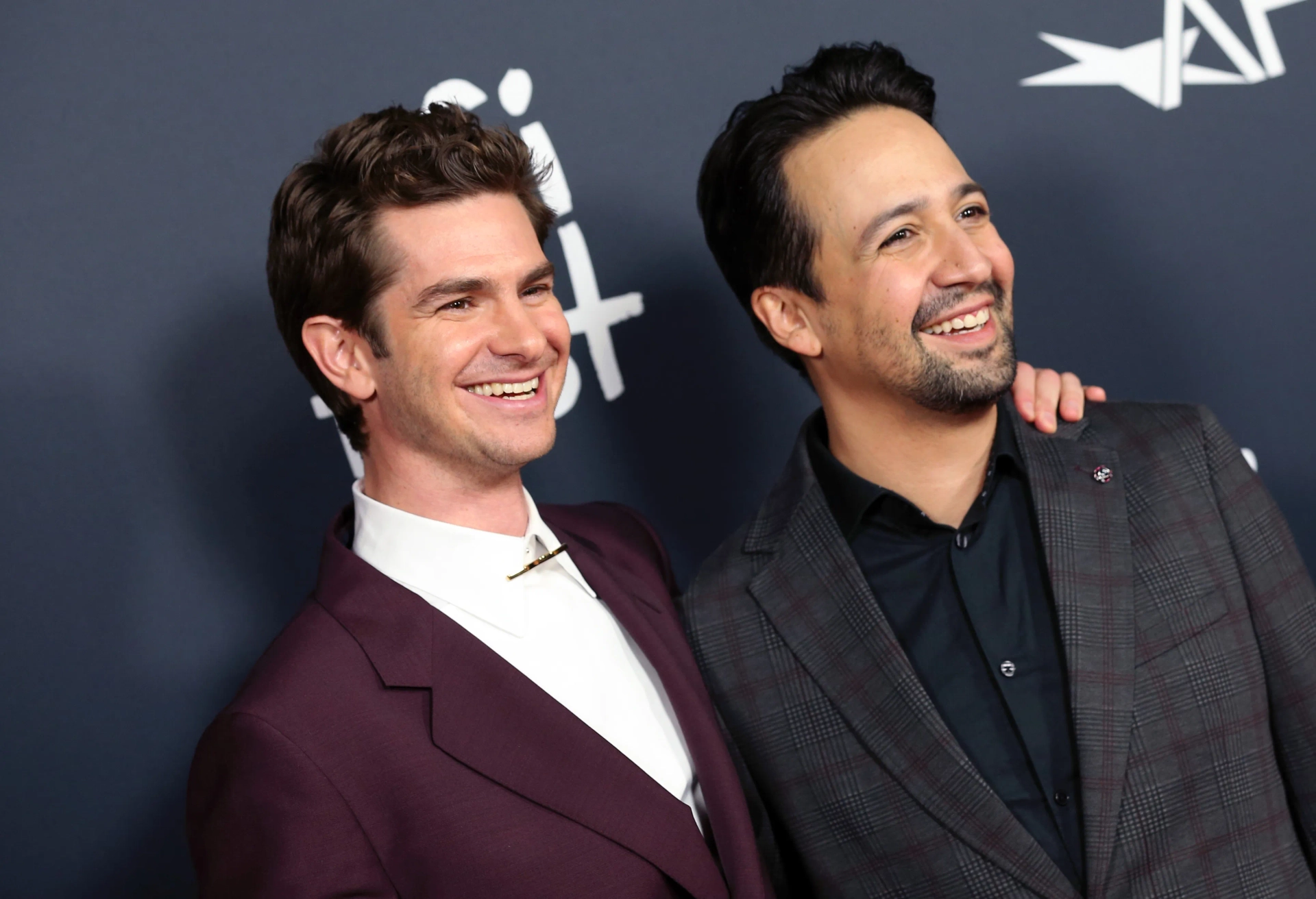 Lin-Manuel Miranda and Andrew Garfield at an event for tick, tick... BOOM! (2021)