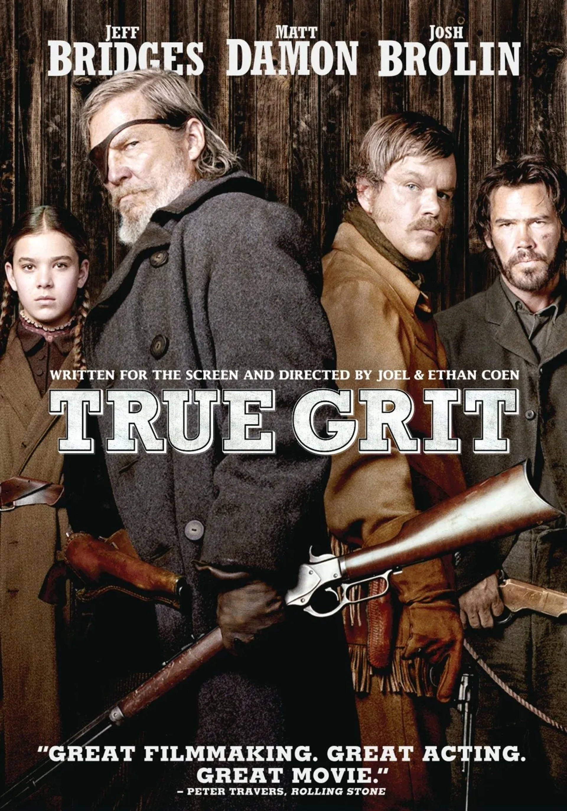 Jeff Bridges, Matt Damon, Josh Brolin, and Hailee Steinfeld in True Grit (2010)