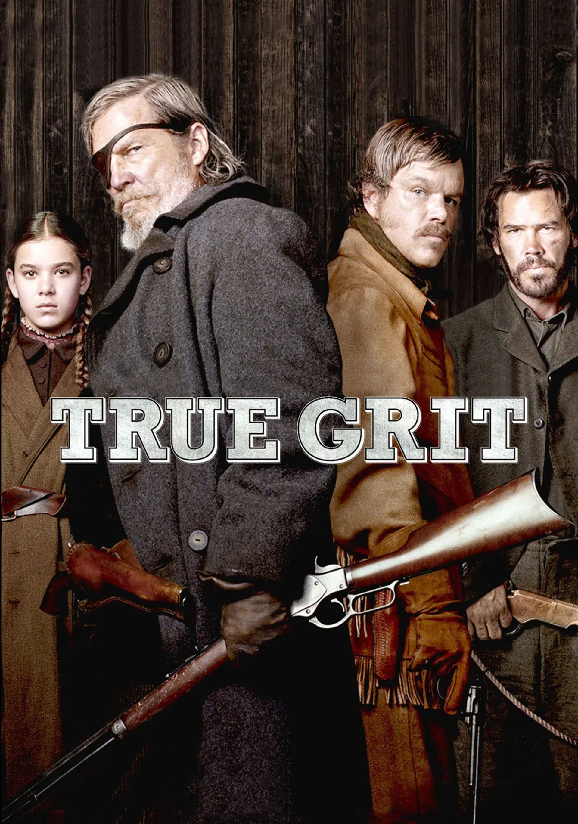 Jeff Bridges, Matt Damon, Josh Brolin, and Hailee Steinfeld in True Grit (2010)