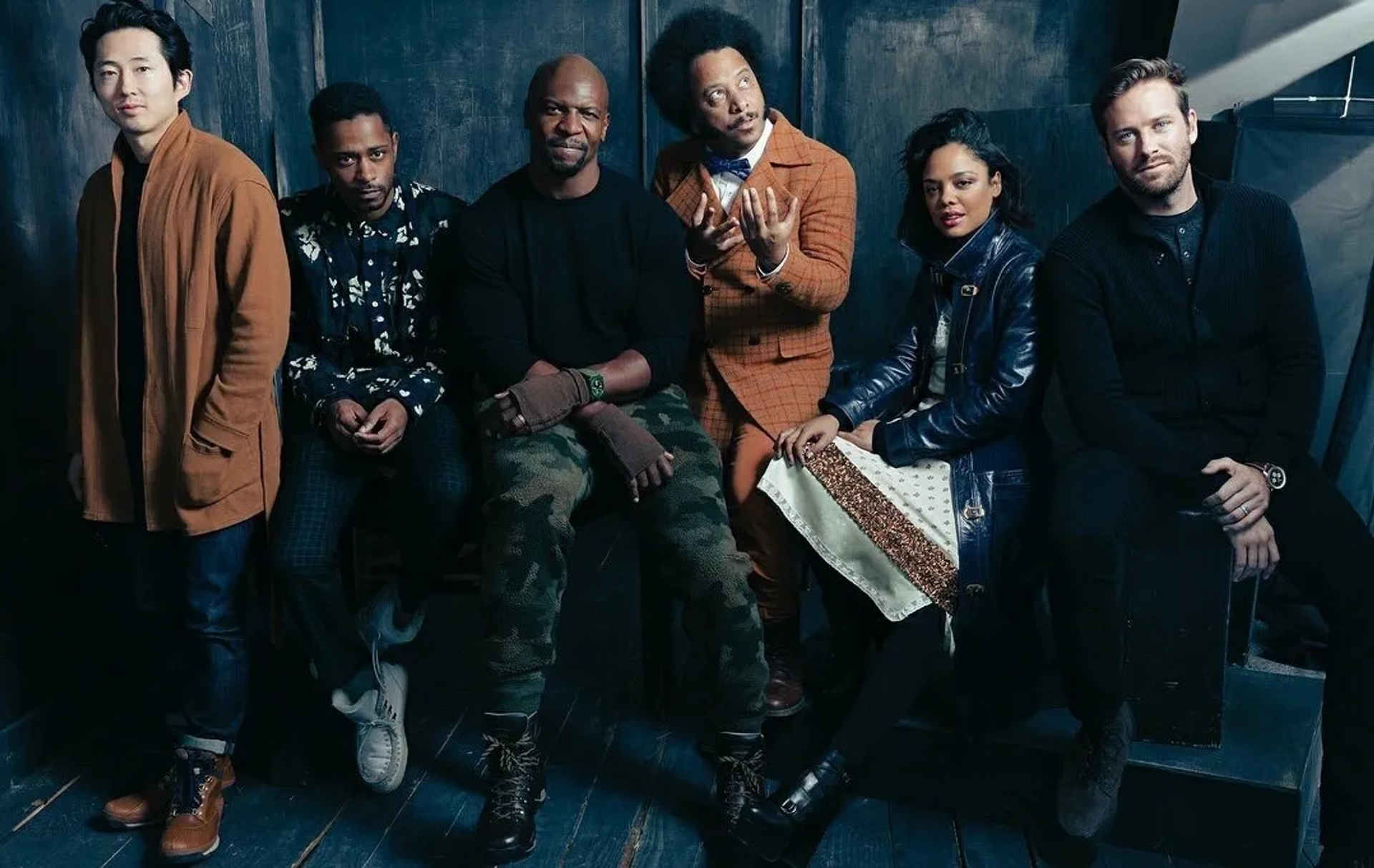 Terry Crews, Tessa Thompson, Armie Hammer, Steven Yeun, and LaKeith Stanfield at an event for Sorry to Bother You (2018)