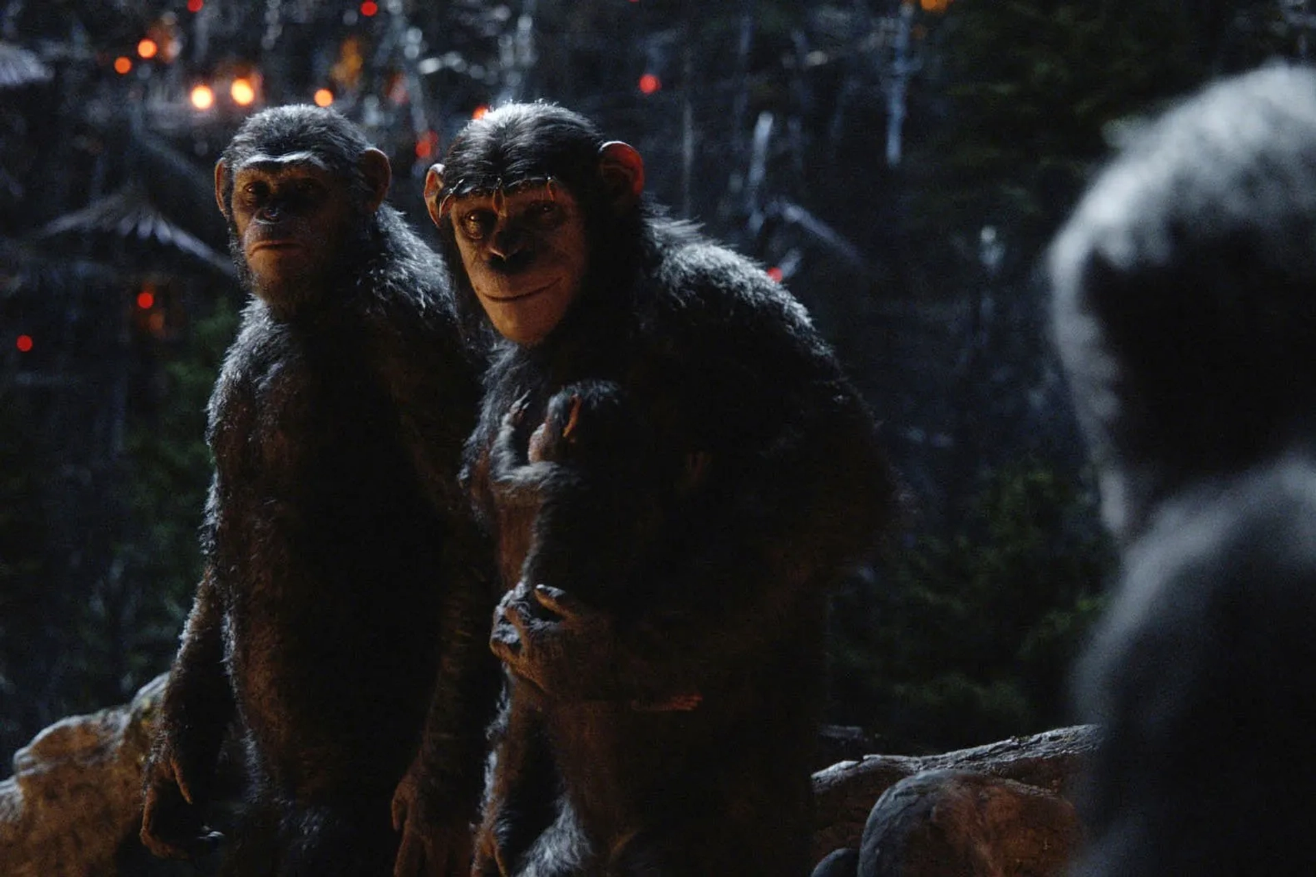 Judy Greer and Andy Serkis in Dawn of the Planet of the Apes (2014)