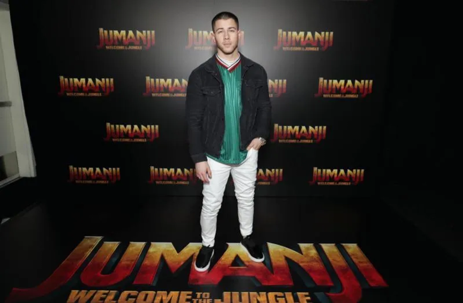 Nick Jonas at an event for Jumanji: Welcome to the Jungle (2017)