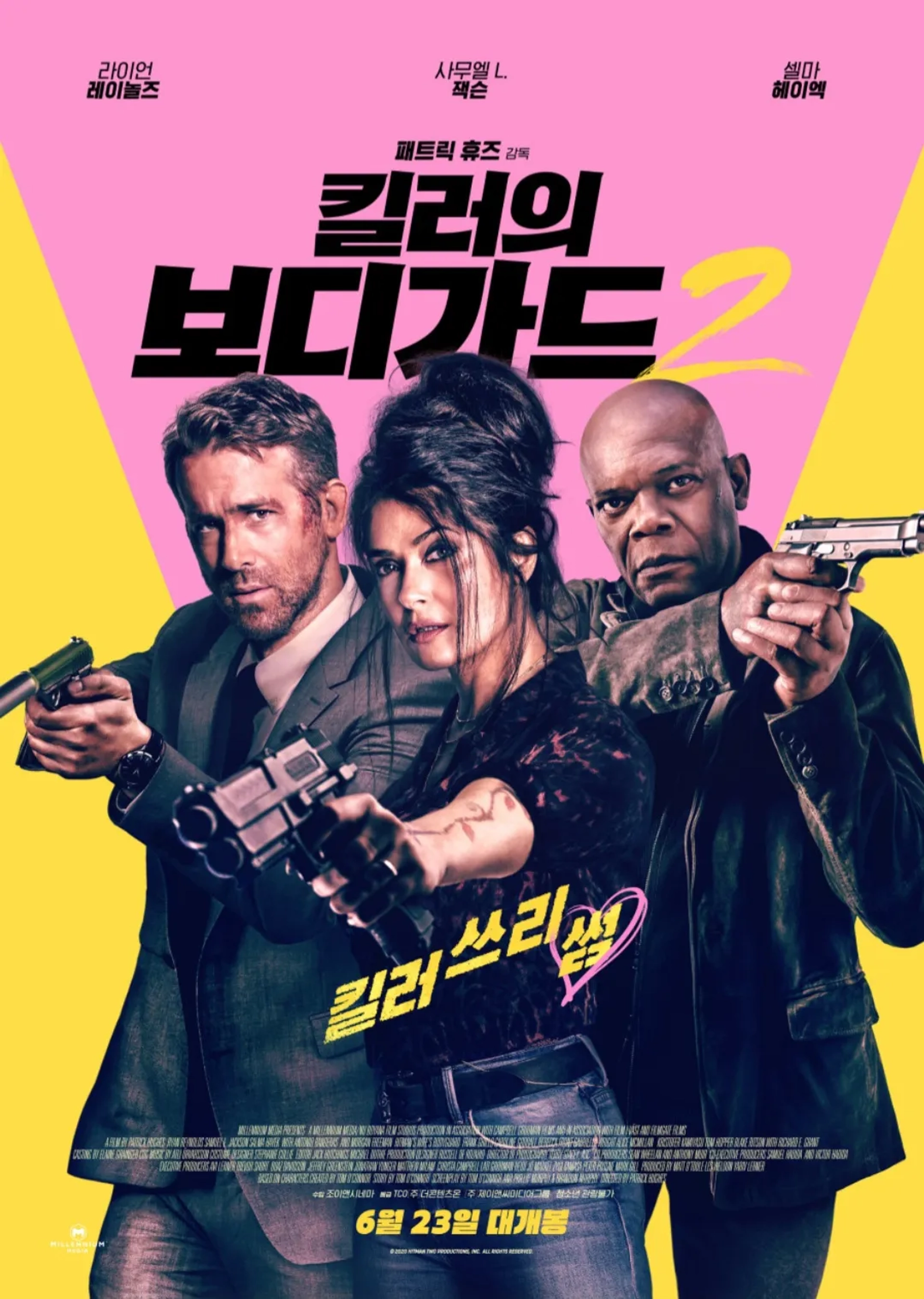 Salma Hayek, Samuel L. Jackson, and Ryan Reynolds in Hitman's Wife's Bodyguard (2021)