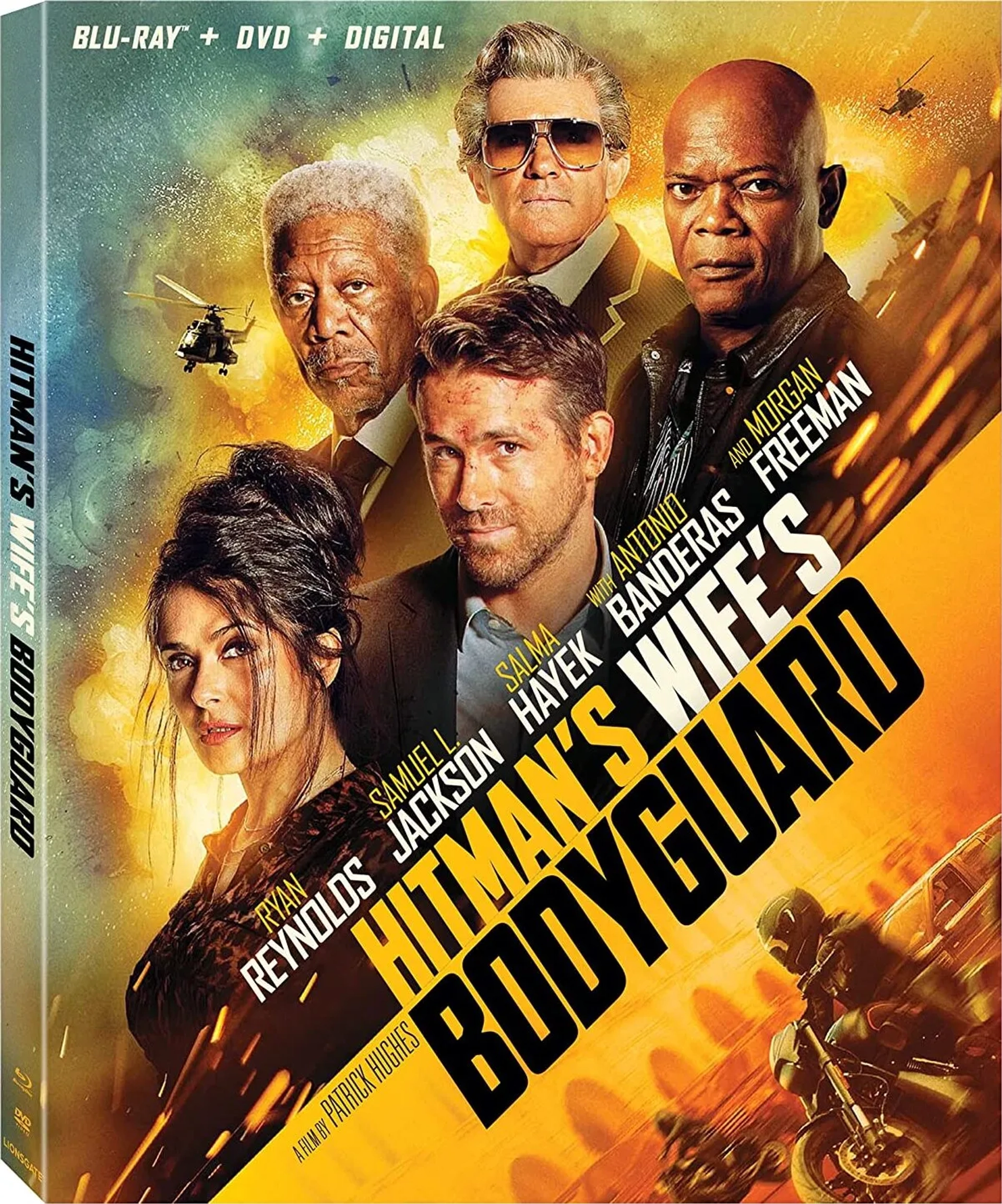 Antonio Banderas, Morgan Freeman, Salma Hayek, Samuel L. Jackson, and Ryan Reynolds in Hitman's Wife's Bodyguard (2021)