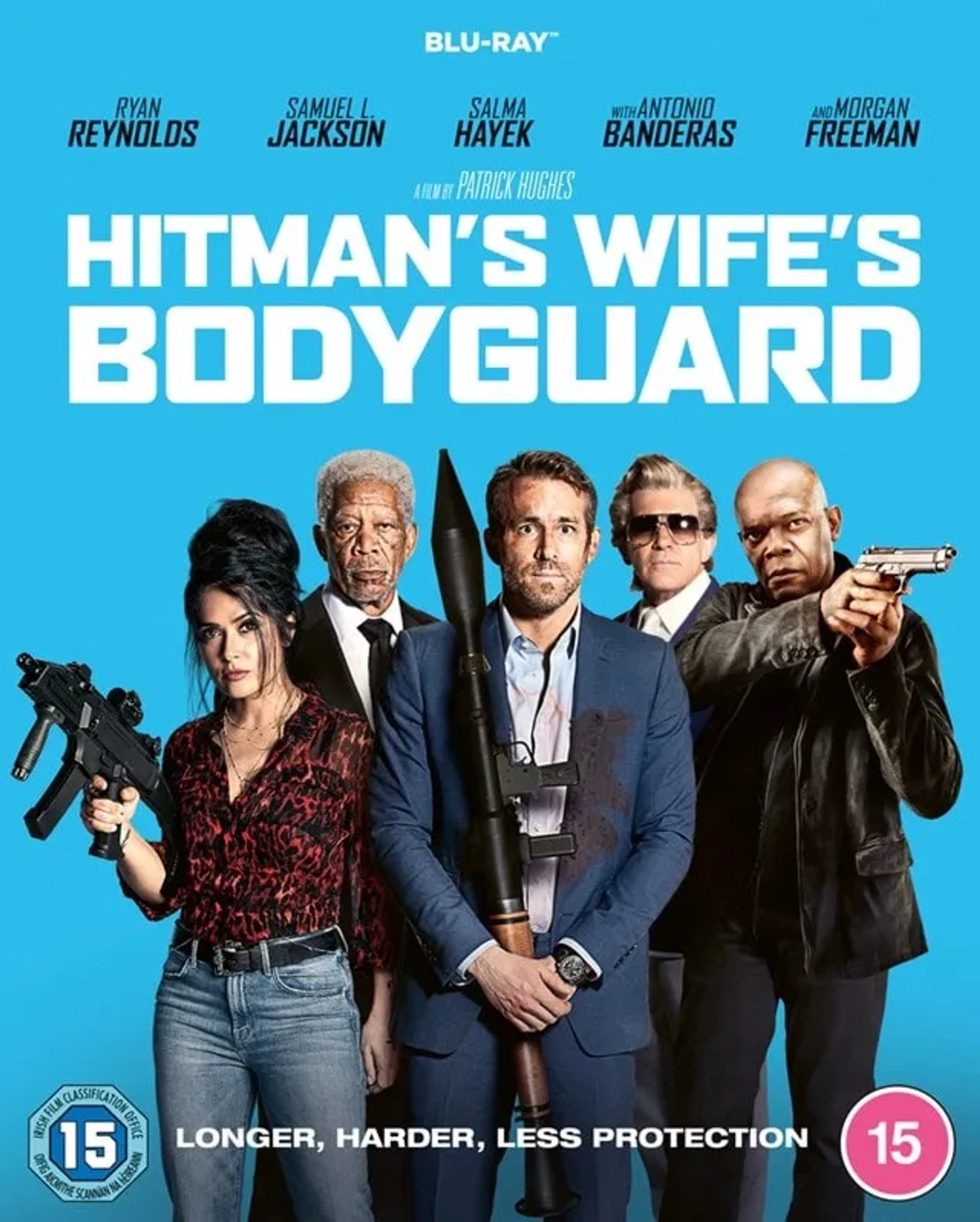 Antonio Banderas, Morgan Freeman, Salma Hayek, Samuel L. Jackson, and Ryan Reynolds in Hitman's Wife's Bodyguard (2021)