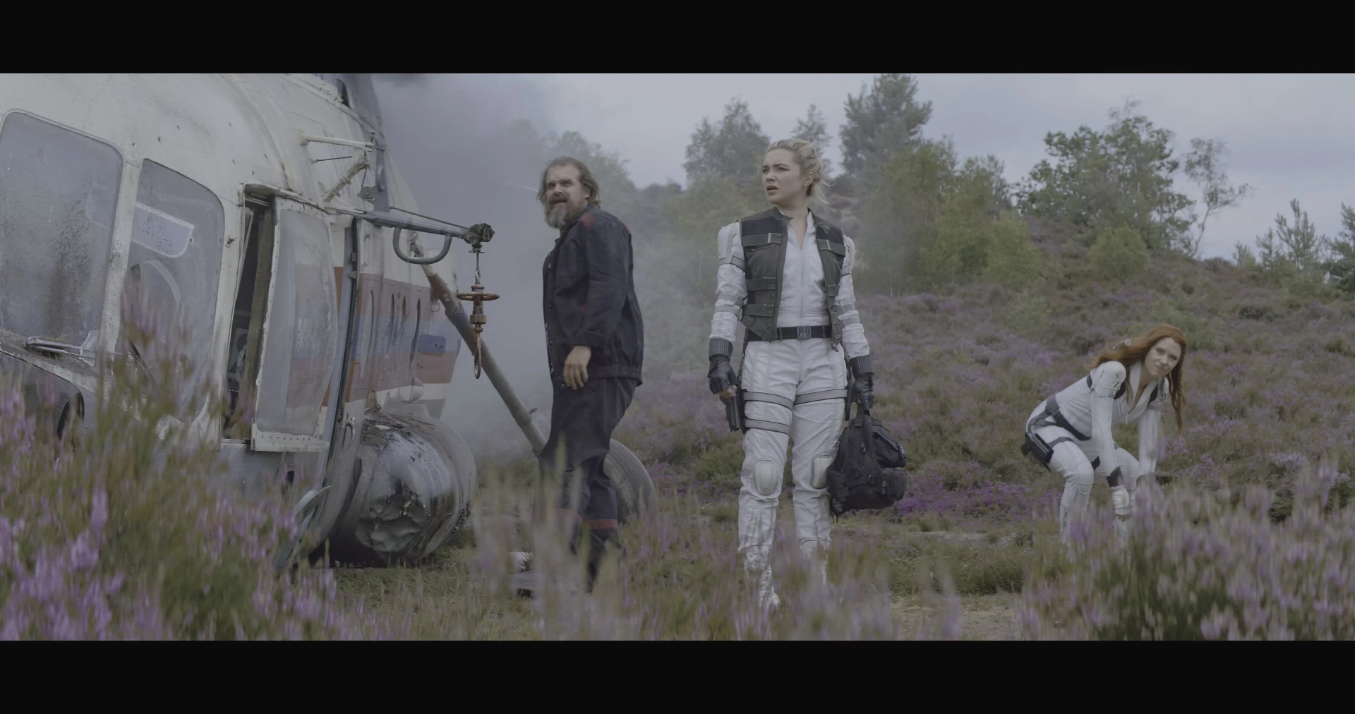 Scarlett Johansson, David Harbour, and Florence Pugh in Black Widow (2021)