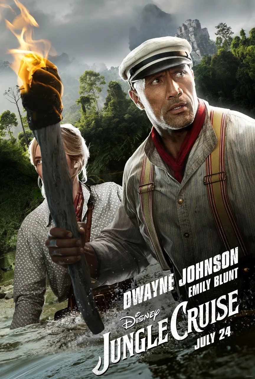 Dwayne Johnson and Emily Blunt in Jungle Cruise (2021)
