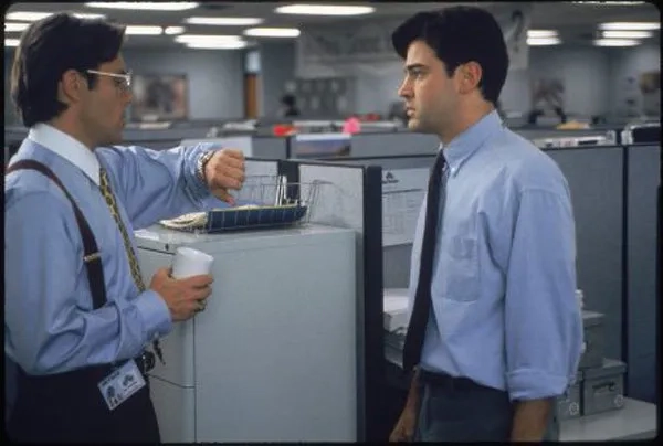 Gary Cole and Ron Livingston in Office Space (1999)
