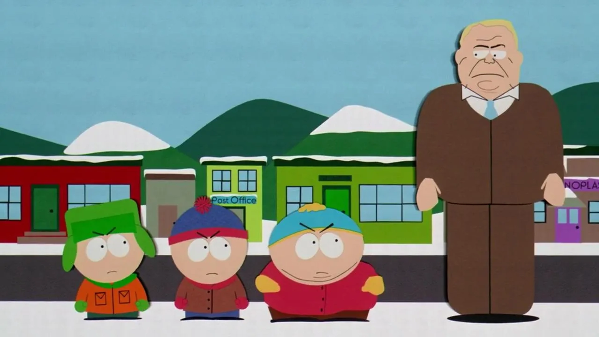 Brian Dennehy, Matt Stone, and Trey Parker in South Park: Bigger, Longer & Uncut (1999)