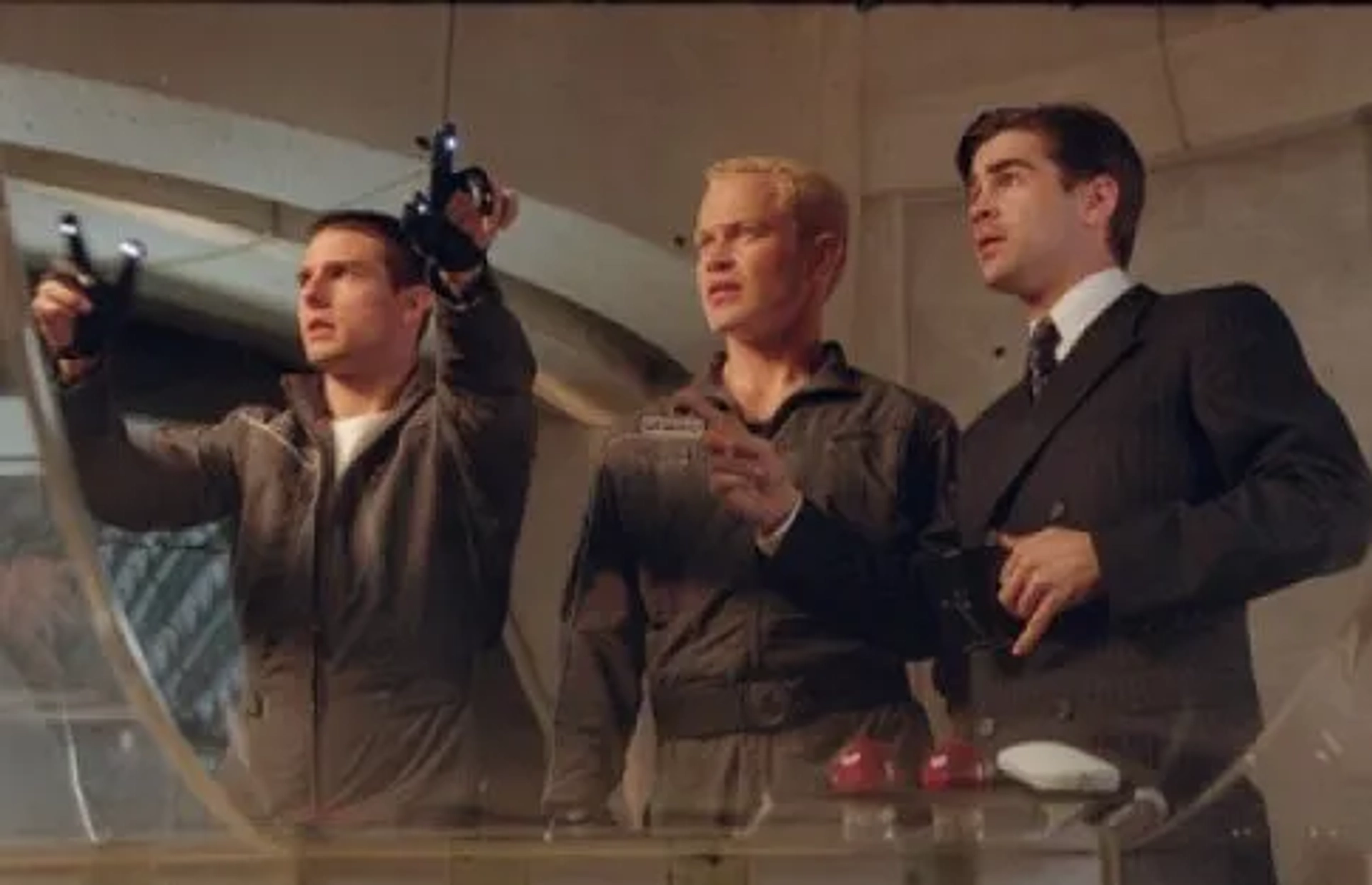 Tom Cruise, Colin Farrell, and Neal McDonough in Minority Report (2002)