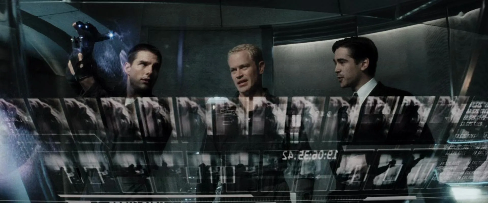 Tom Cruise, Colin Farrell, and Neal McDonough in Minority Report (2002)