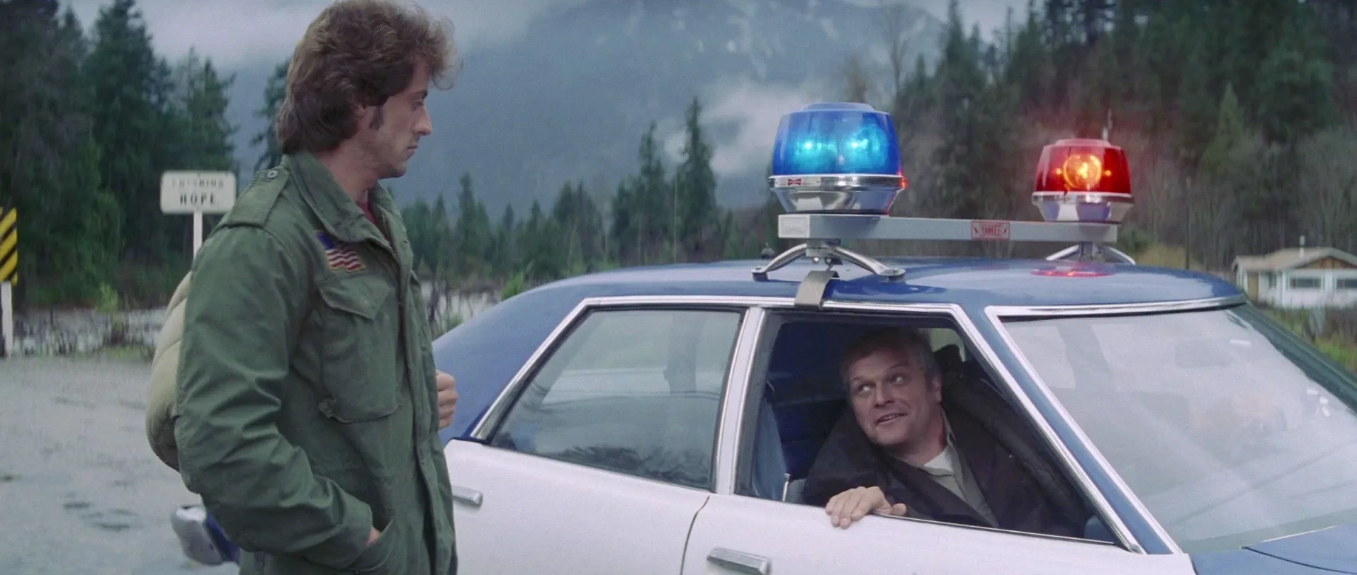 Sylvester Stallone and Brian Dennehy in First Blood (1982)