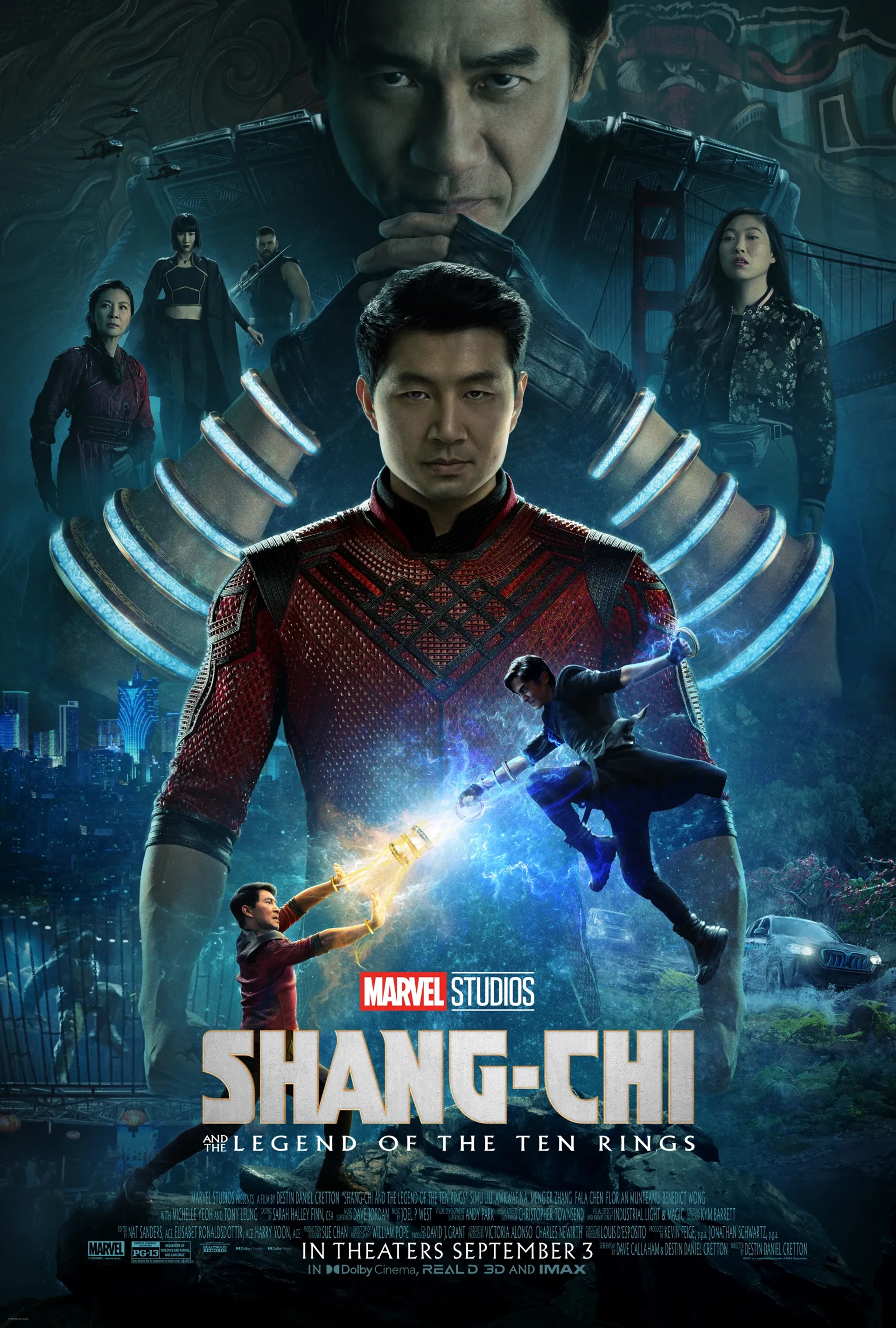 Tim Roth, Michelle Yeoh, Tony Leung Chiu-wai, Benedict Wong, Meng'er Zhang, Simu Liu, Awkwafina, and Florian Munteanu in Shang-Chi and the Legend of the Ten Rings (2021)