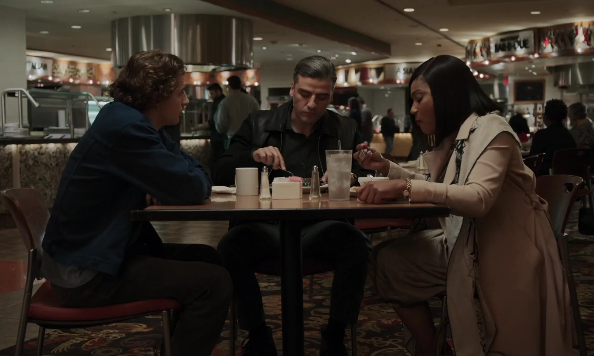 Oscar Isaac, Tiffany Haddish, and Tye Sheridan in The Card Counter (2021)