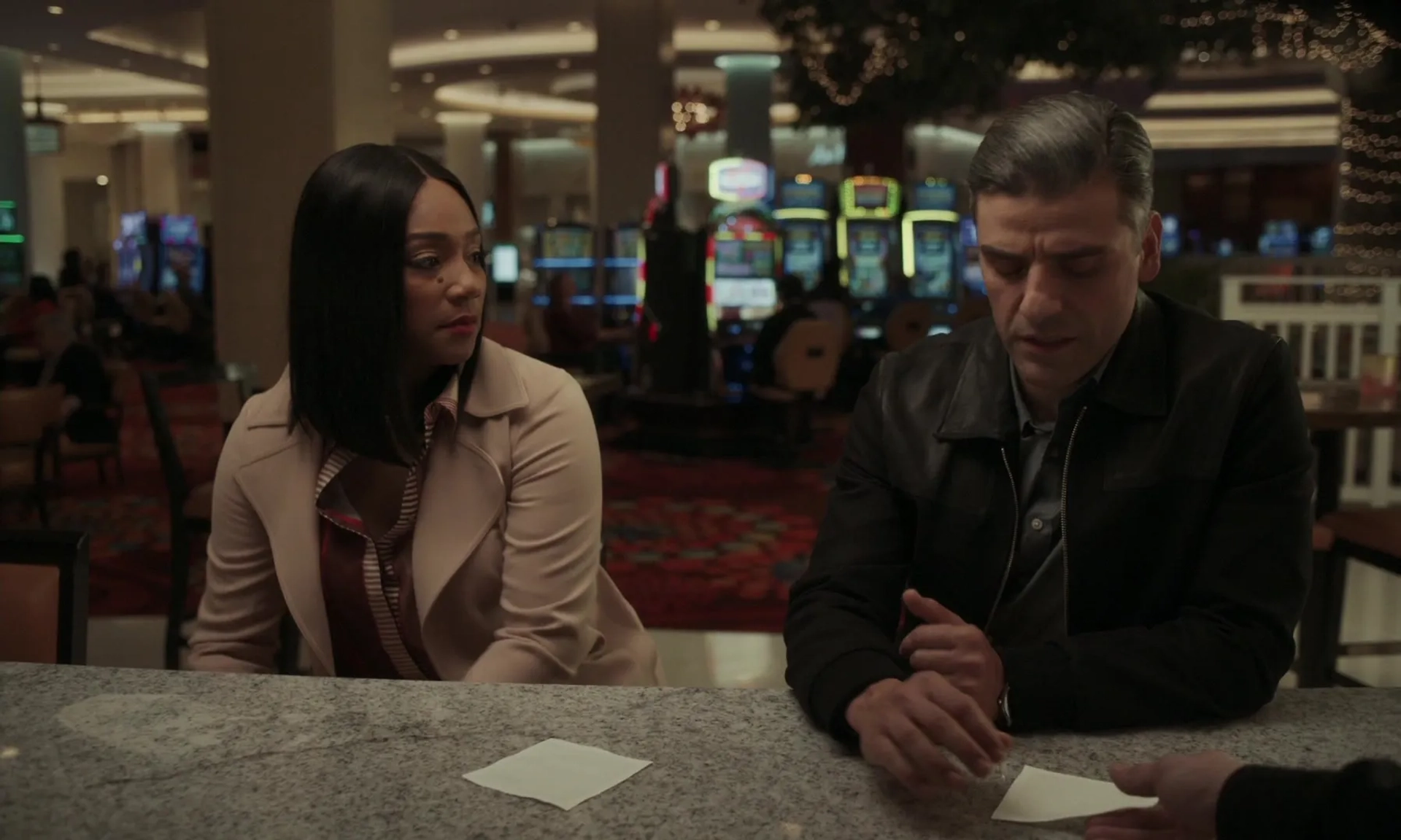 Oscar Isaac and Tiffany Haddish in The Card Counter (2021)