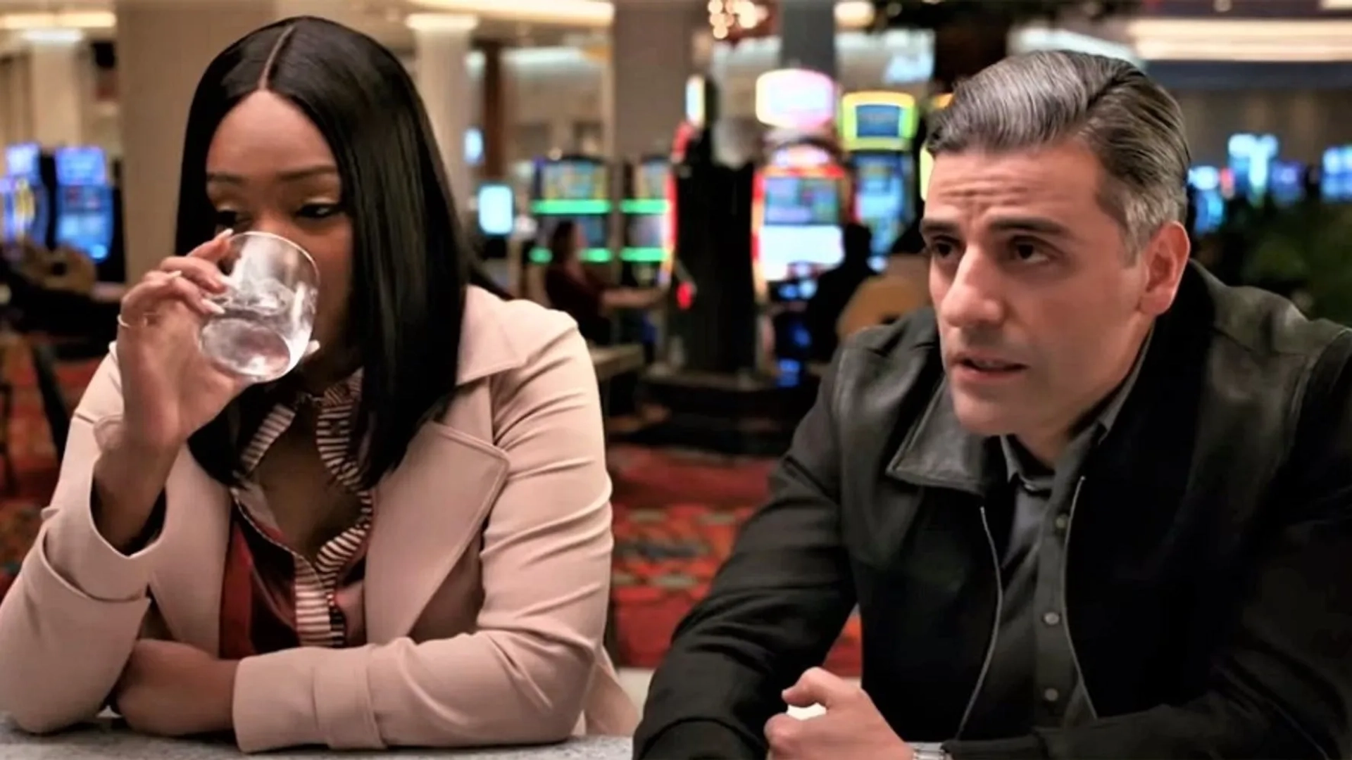 Oscar Isaac and Tiffany Haddish in The Card Counter (2021)