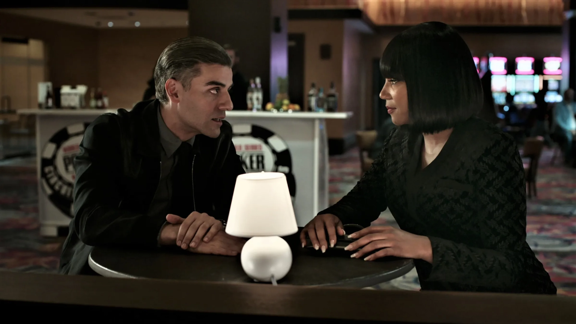 Oscar Isaac and Tiffany Haddish in The Card Counter (2021)