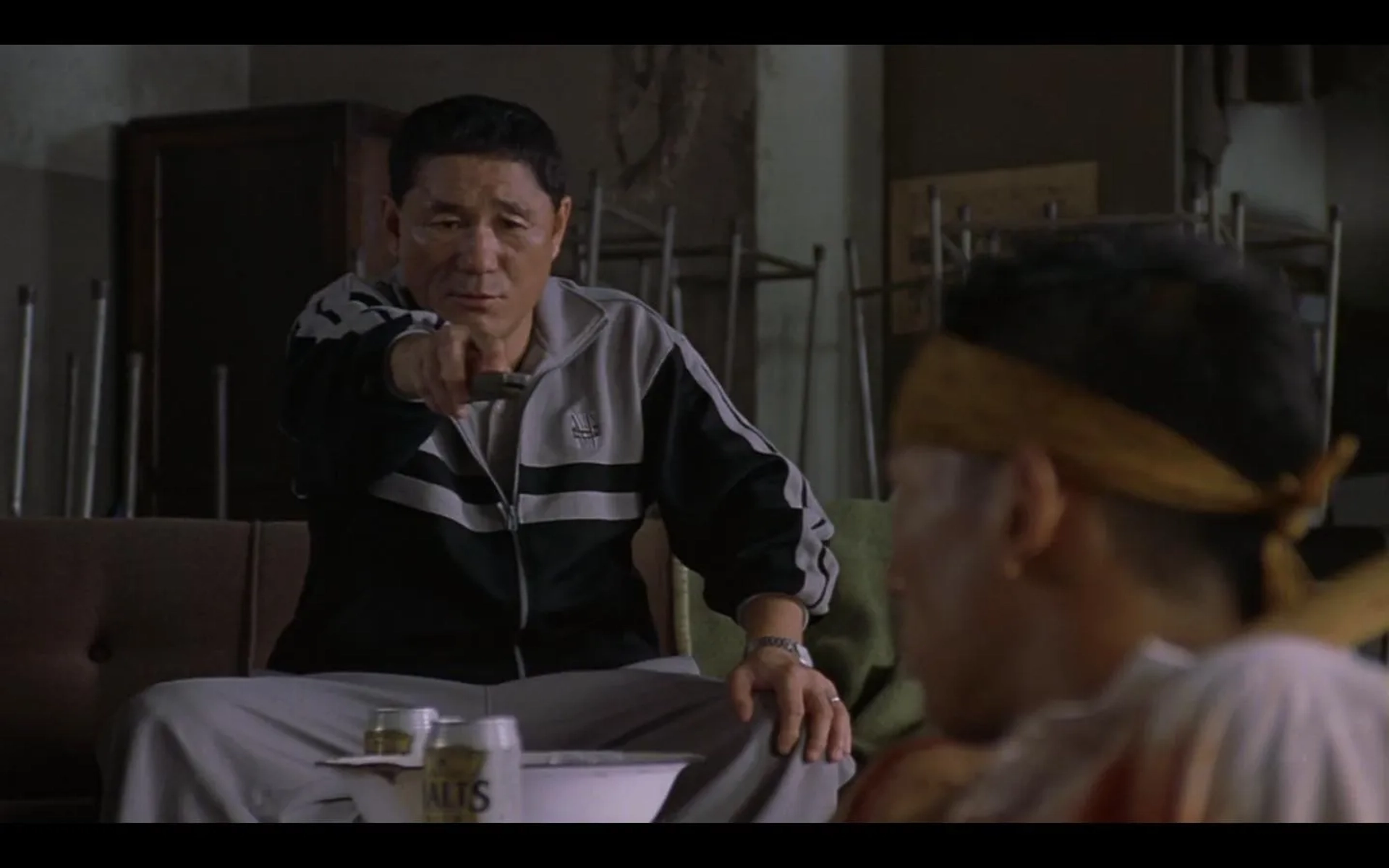 Takeshi Kitano and Tarô Yamamoto in Battle Royale (2000)