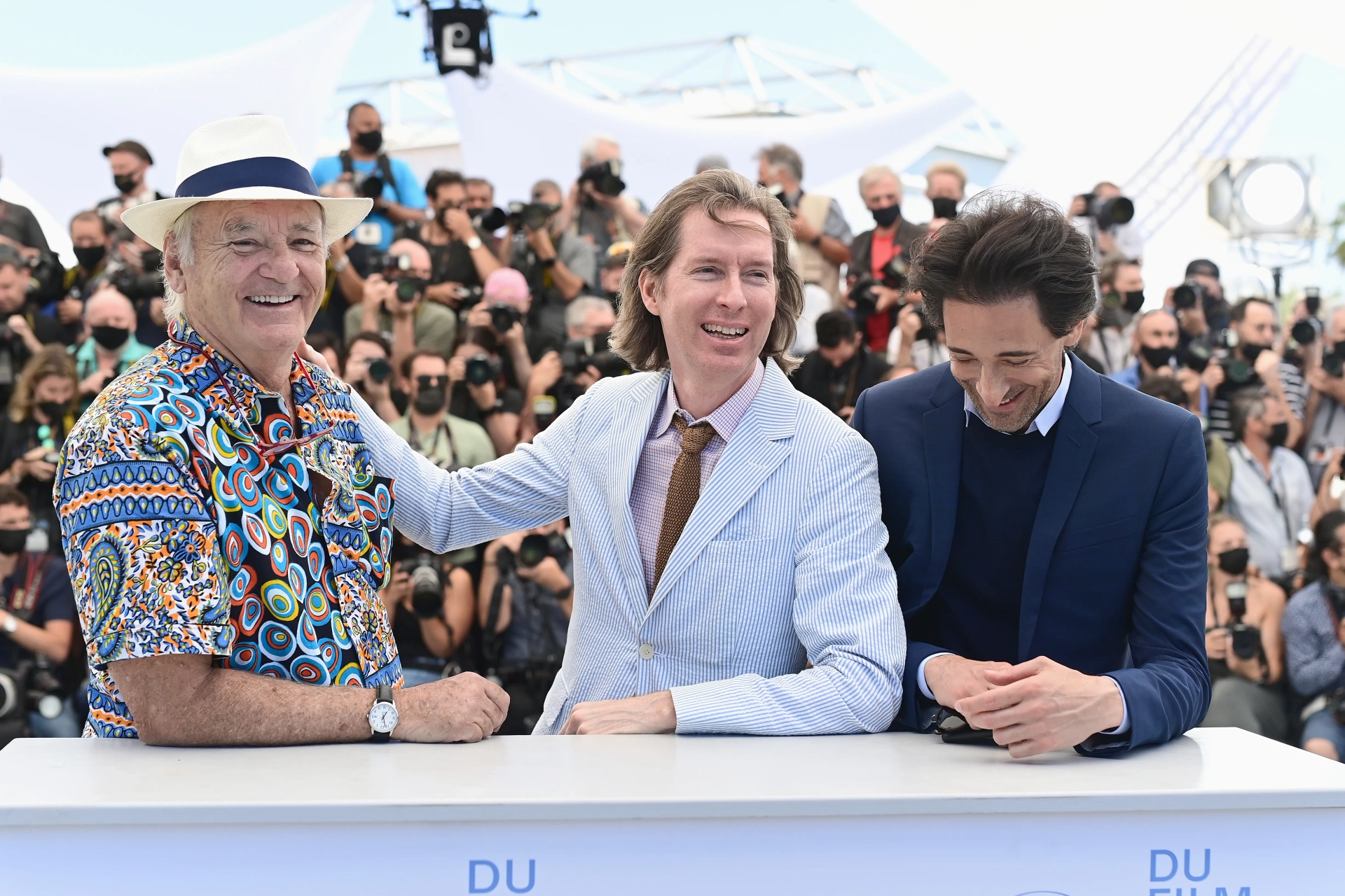 Bill Murray, Adrien Brody, and Wes Anderson at an event for The French Dispatch (2021)