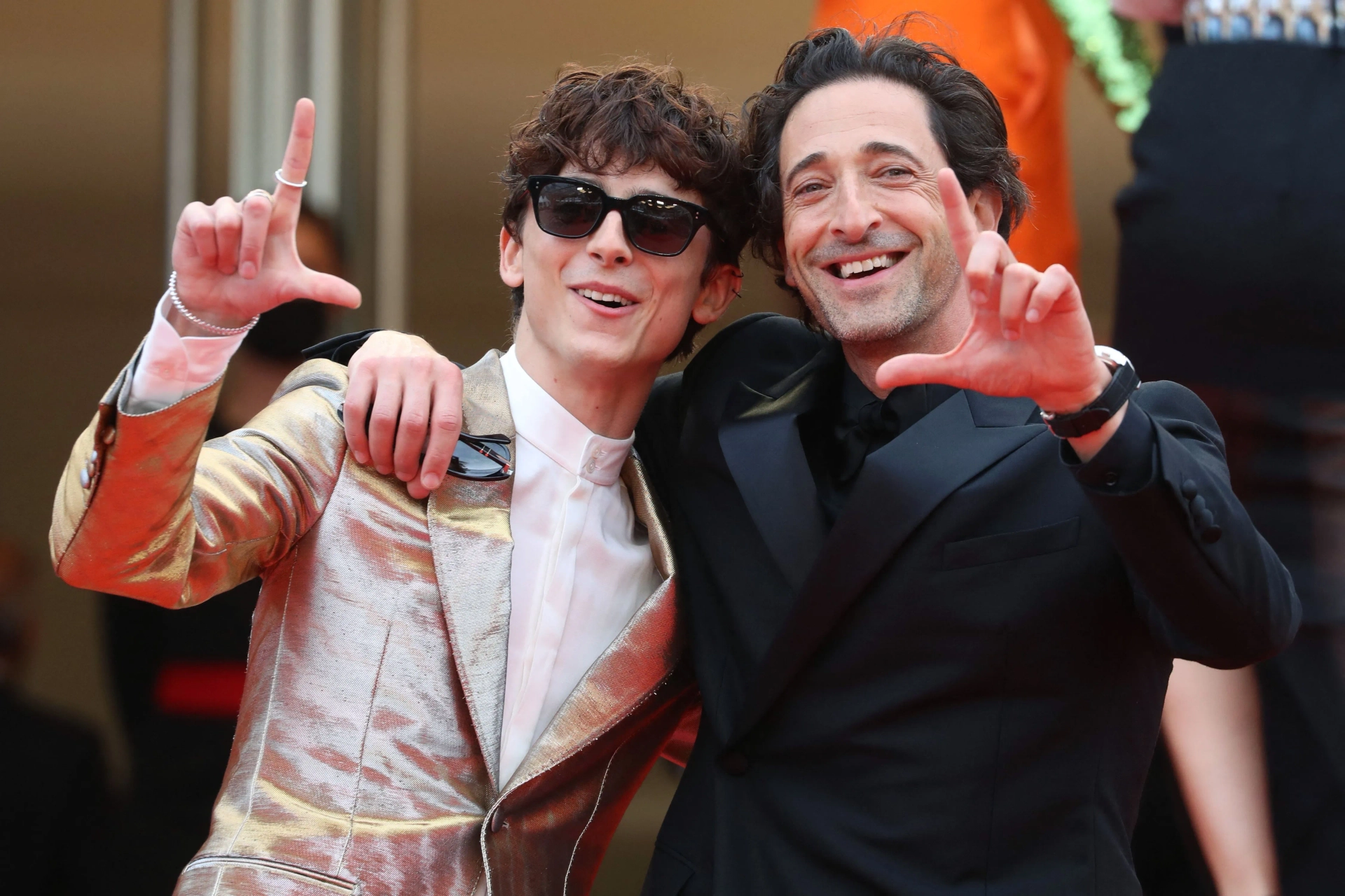 Adrien Brody and Timothée Chalamet at an event for The French Dispatch (2021)