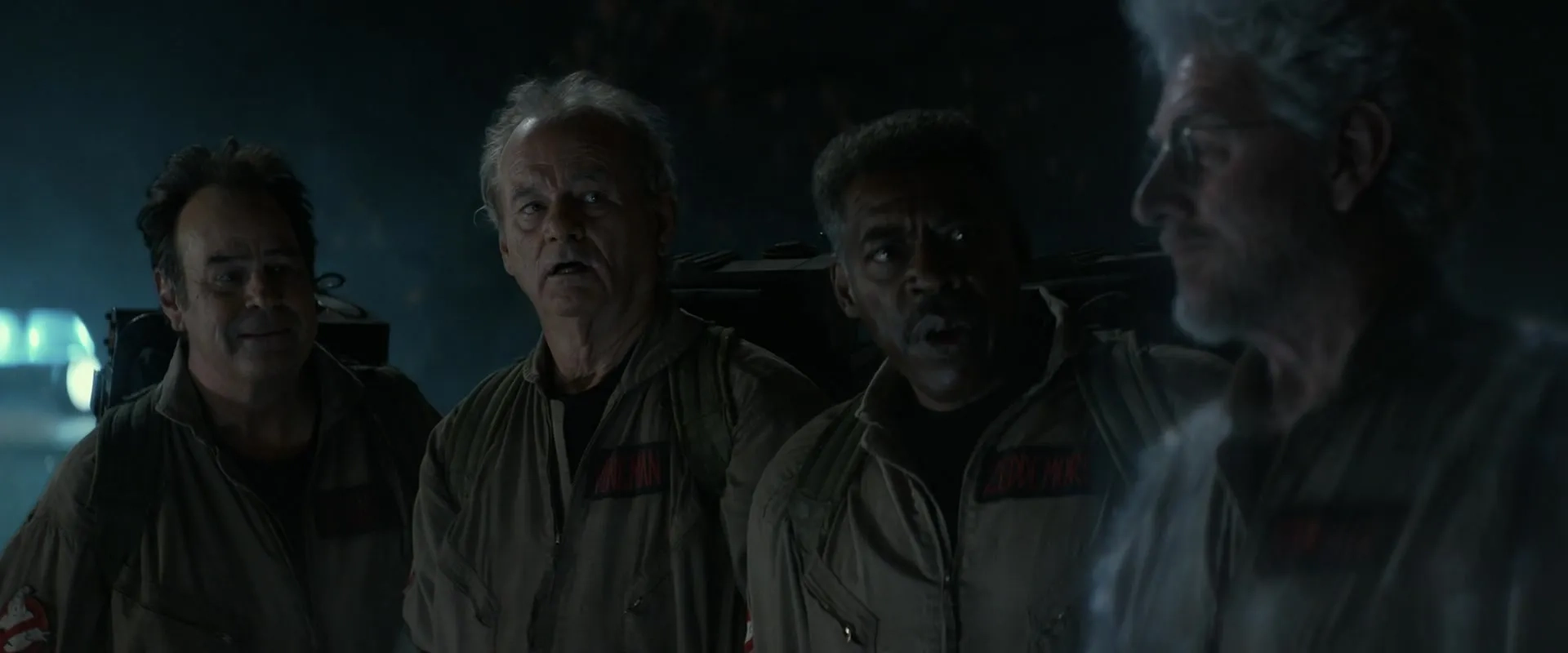 Dan Aykroyd, Bill Murray, Harold Ramis, and Ernie Hudson in Ghostbusters: Afterlife (2021)