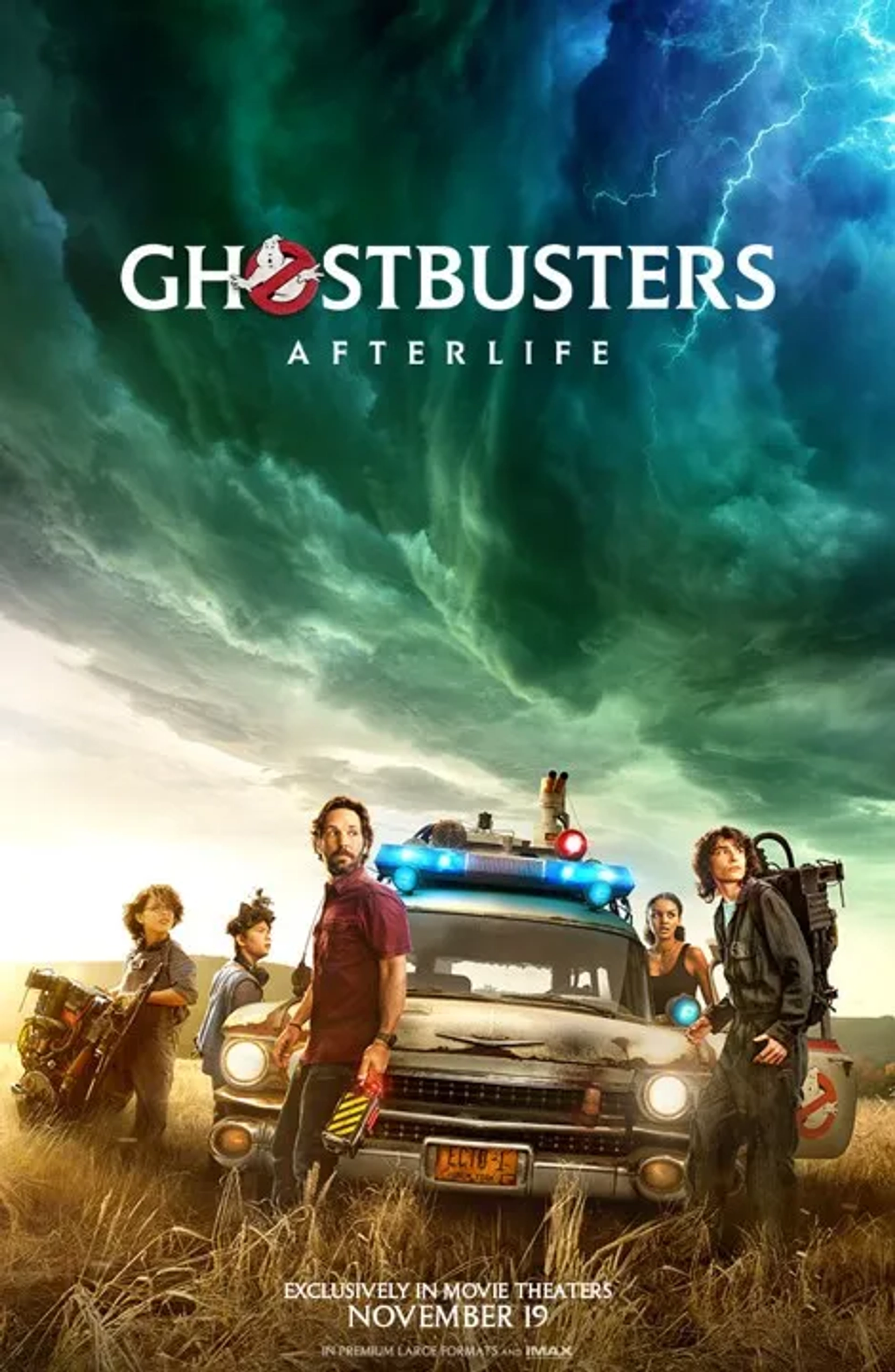 Paul Rudd, Logan Kim, Mckenna Grace, Finn Wolfhard, and Celeste O'Connor in Ghostbusters: Afterlife (2021)