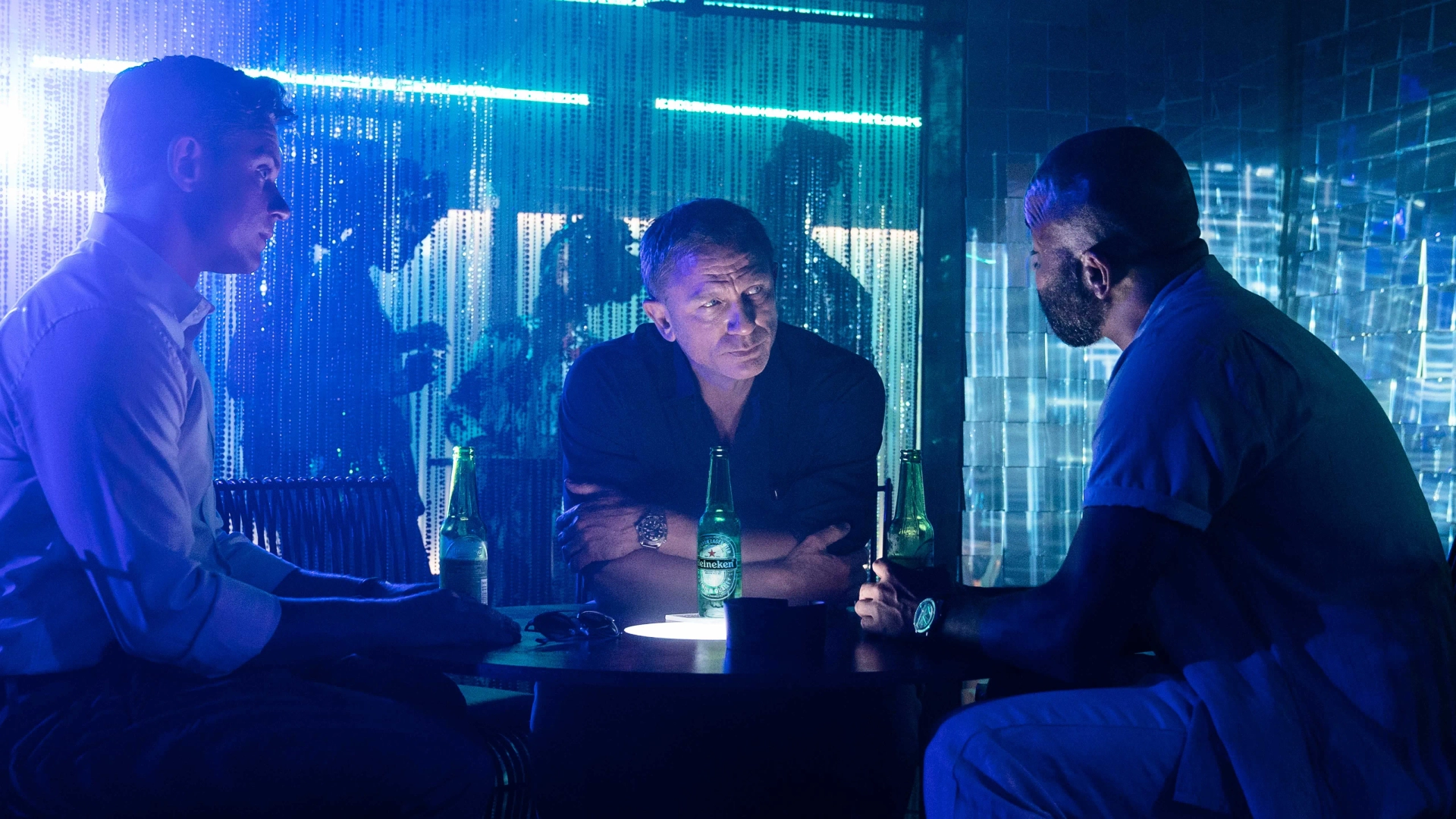 Daniel Craig, Jeffrey Wright, and Billy Magnussen in No Time to Die (2021)