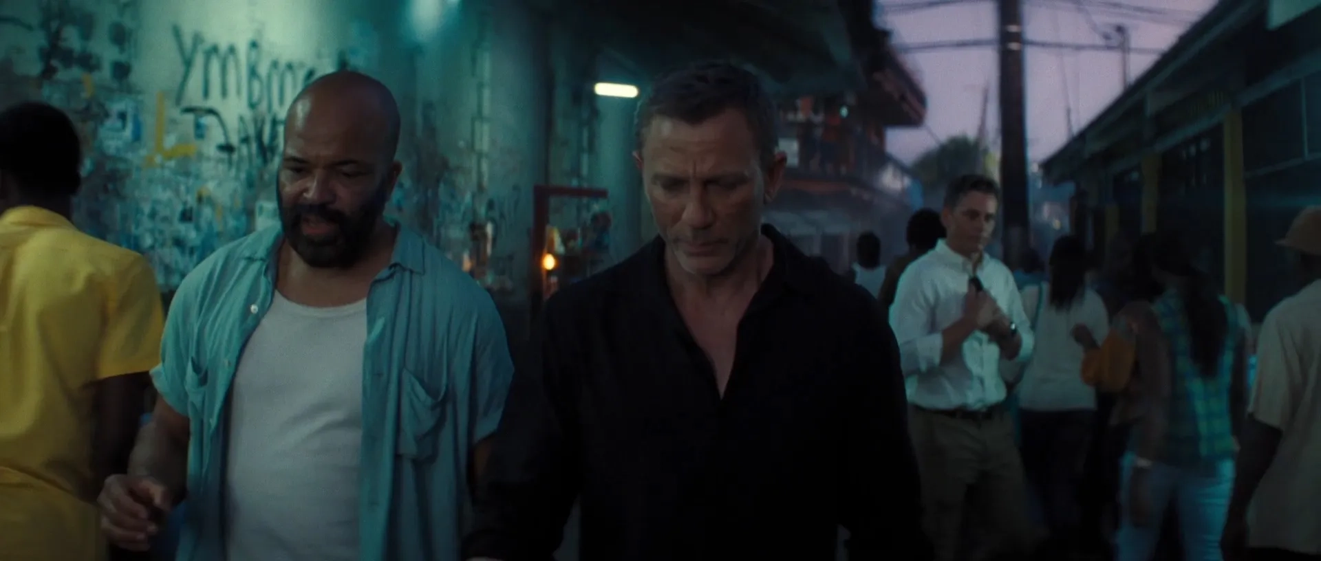 Daniel Craig, Jeffrey Wright, and Billy Magnussen in No Time to Die (2021)