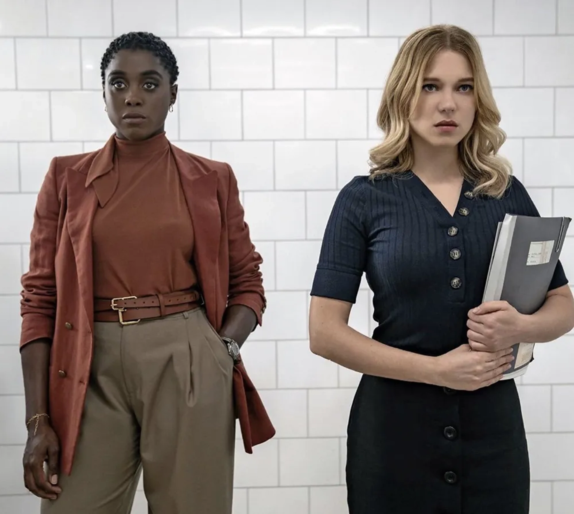 Léa Seydoux and Lashana Lynch in No Time to Die (2021)