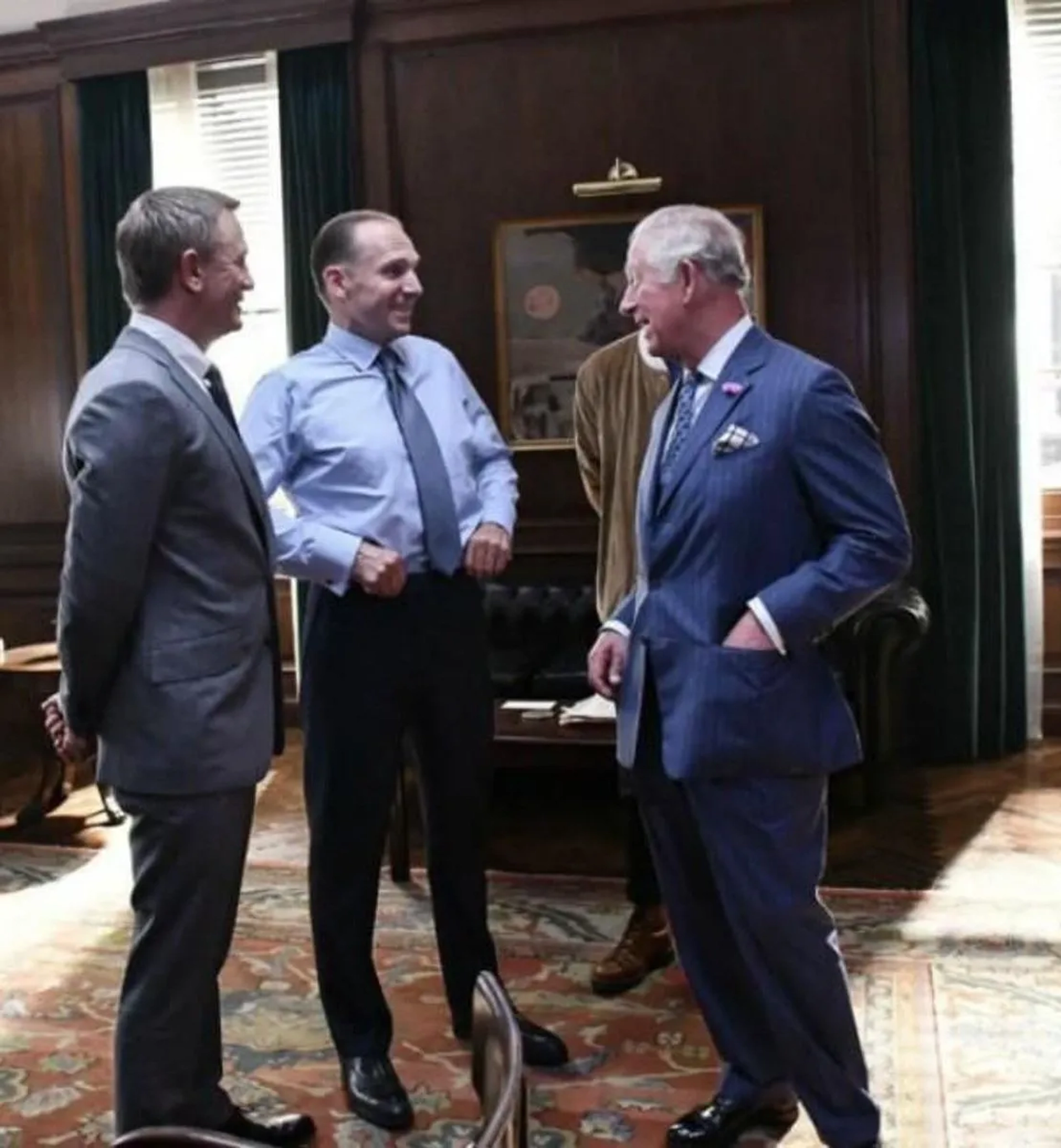 Ralph Fiennes, Daniel Craig, and King Charles III in No Time to Die (2021)