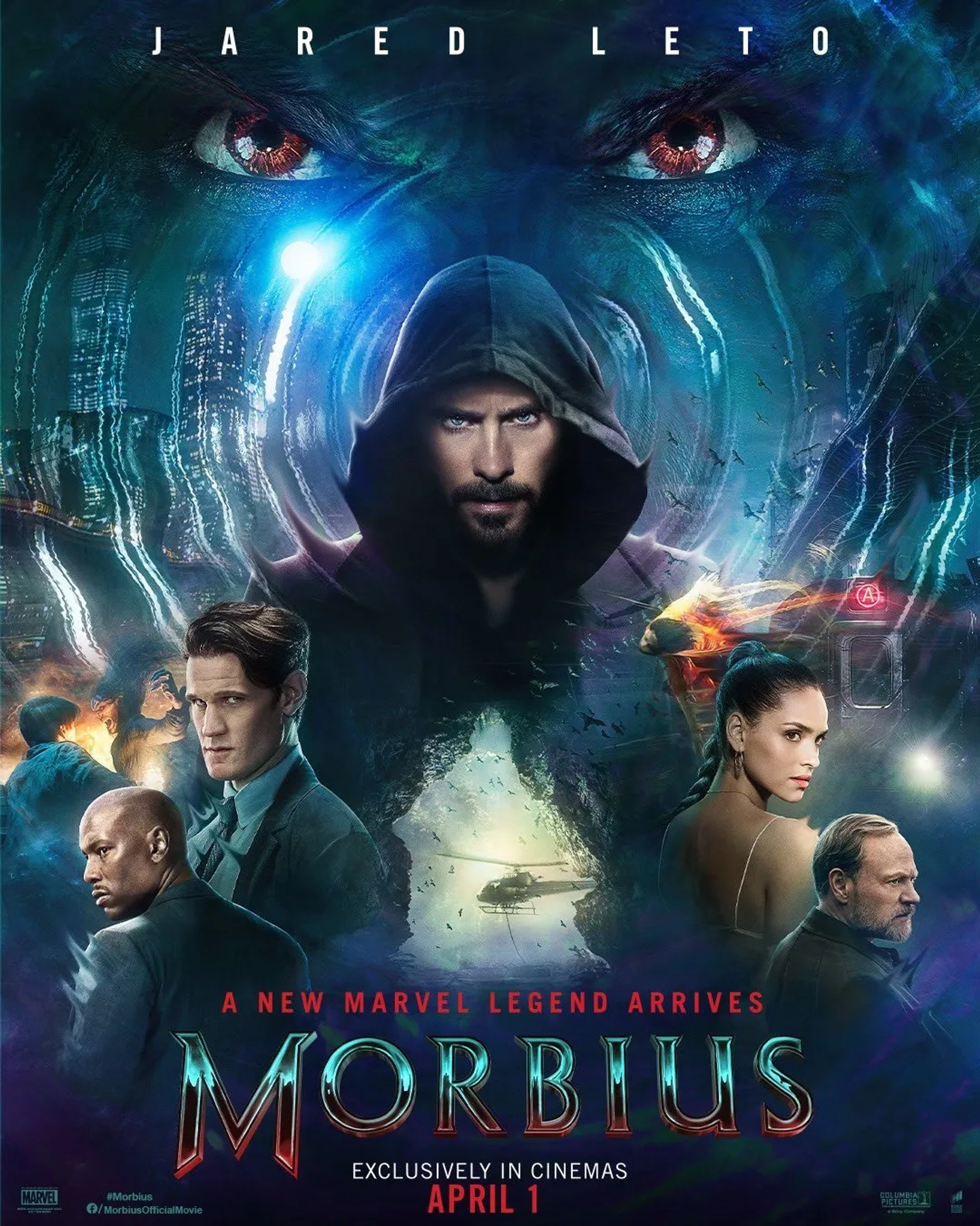 Jared Leto, Jared Harris, Tyrese Gibson, Matt Smith, and Adria Arjona in Morbius (2022)