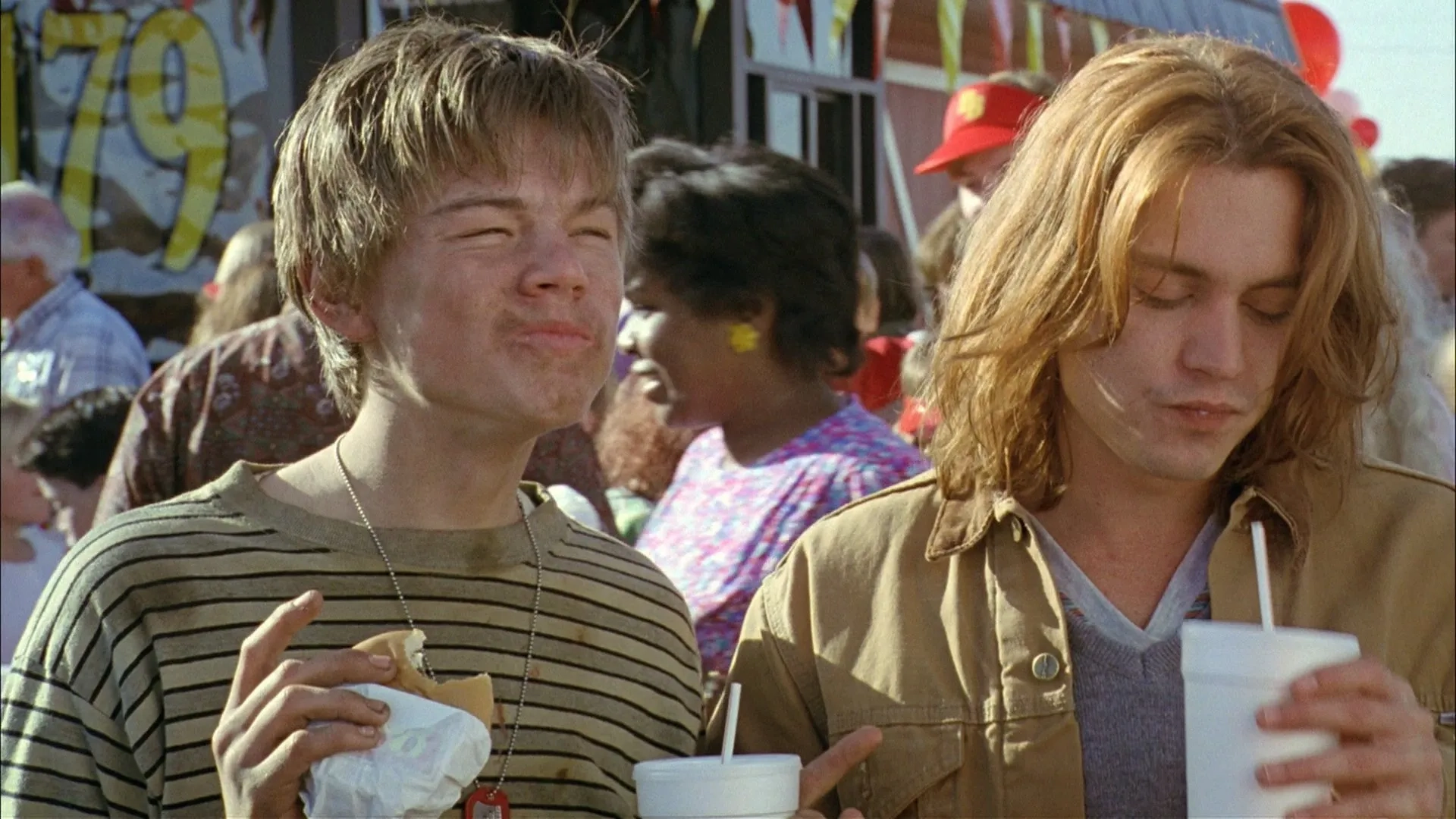 Johnny Depp and Leonardo DiCaprio in What's Eating Gilbert Grape (1993)