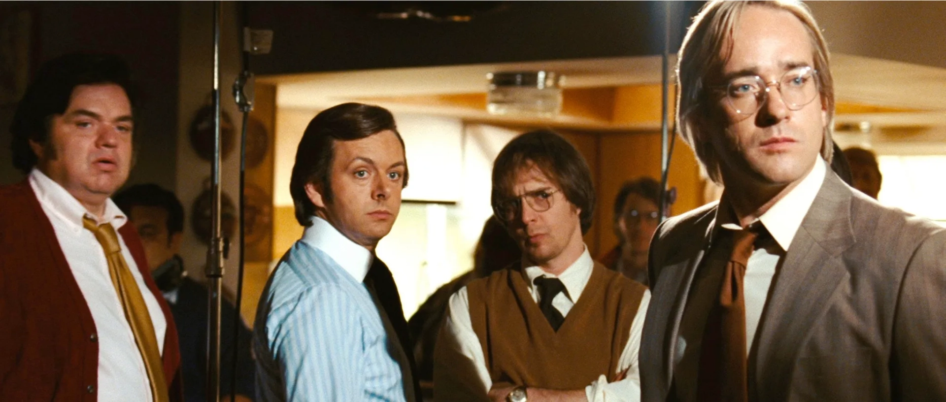 Oliver Platt, Sam Rockwell, Matthew Macfadyen, and Michael Sheen in Frost/Nixon (2008)