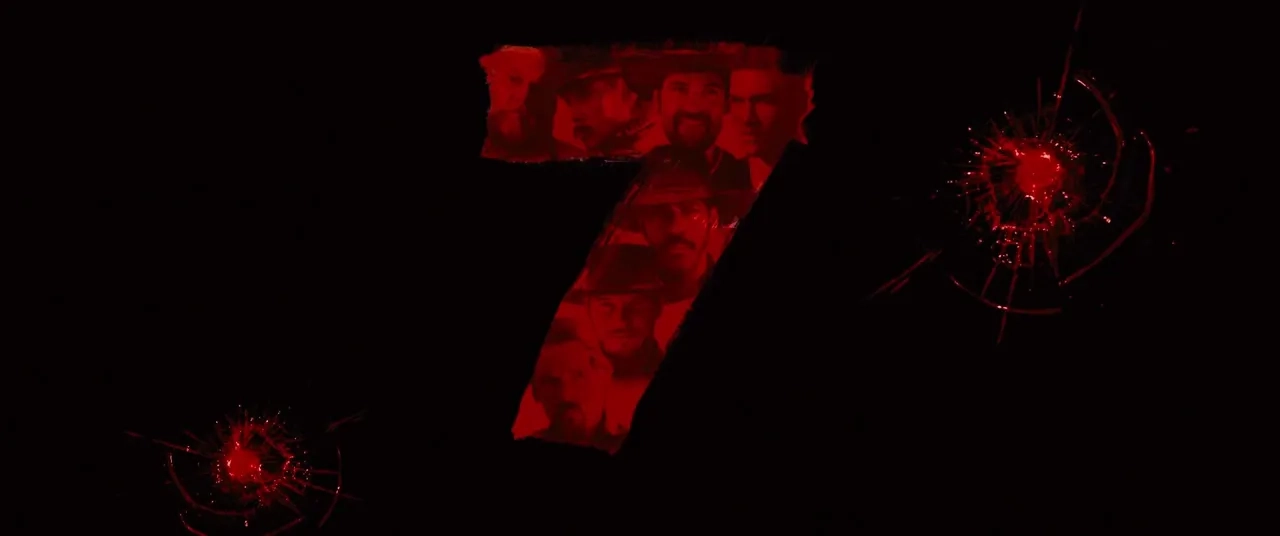 Ethan Hawke, Denzel Washington, Vincent D'Onofrio, Lee Byung-hun, Chris Pratt, Manuel Garcia-Rulfo, and Martin Sensmeier in The Magnificent Seven (2016)