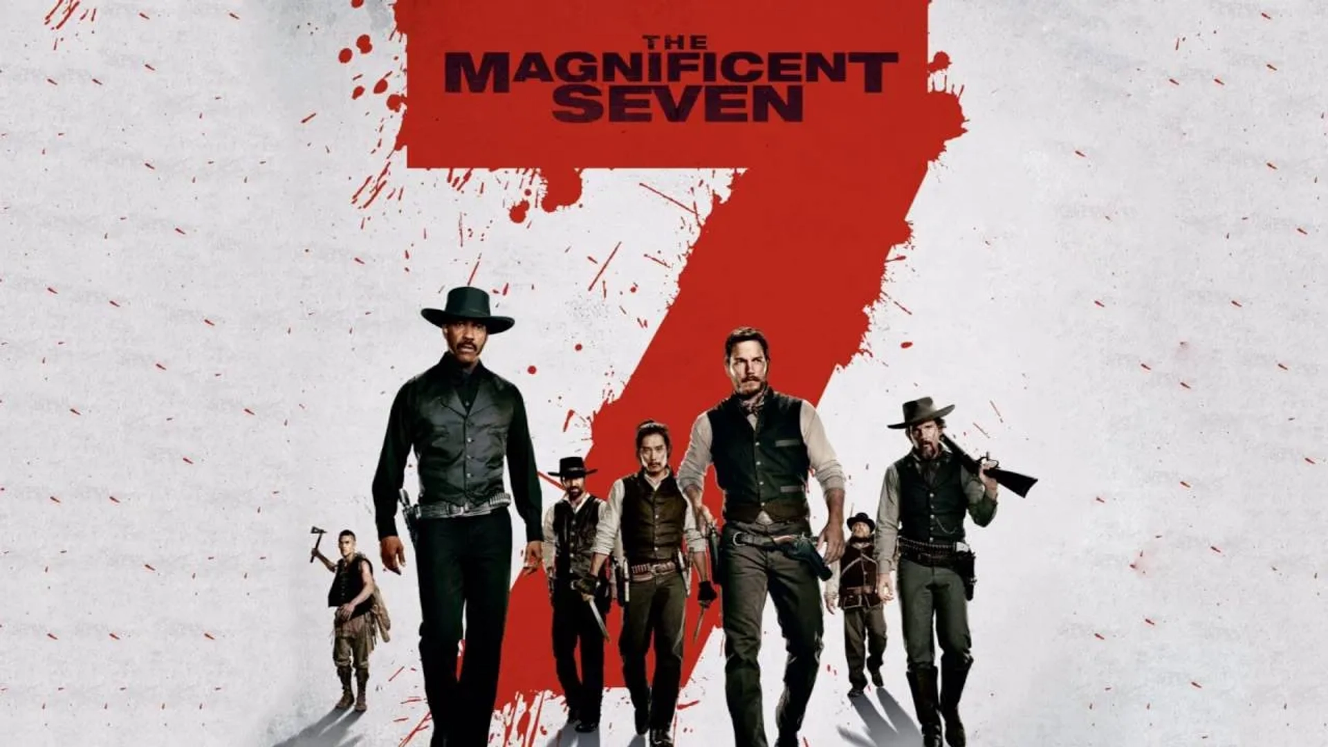 Ethan Hawke, Denzel Washington, and Chris Pratt in The Magnificent Seven (2016)