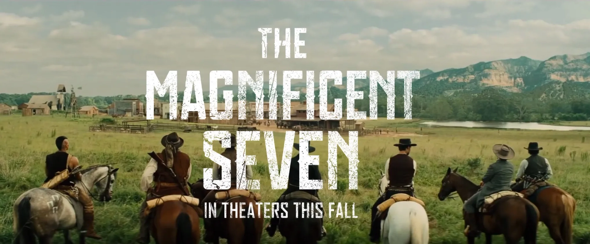 Ethan Hawke, Denzel Washington, Vincent D'Onofrio, Lee Byung-hun, Chris Pratt, Manuel Garcia-Rulfo, and Martin Sensmeier in The Magnificent Seven (2016)