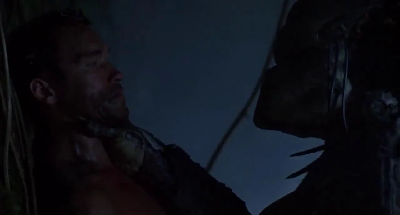 Arnold Schwarzenegger, Kevin Peter Hall, and Peter Cullen in Predator (1987)