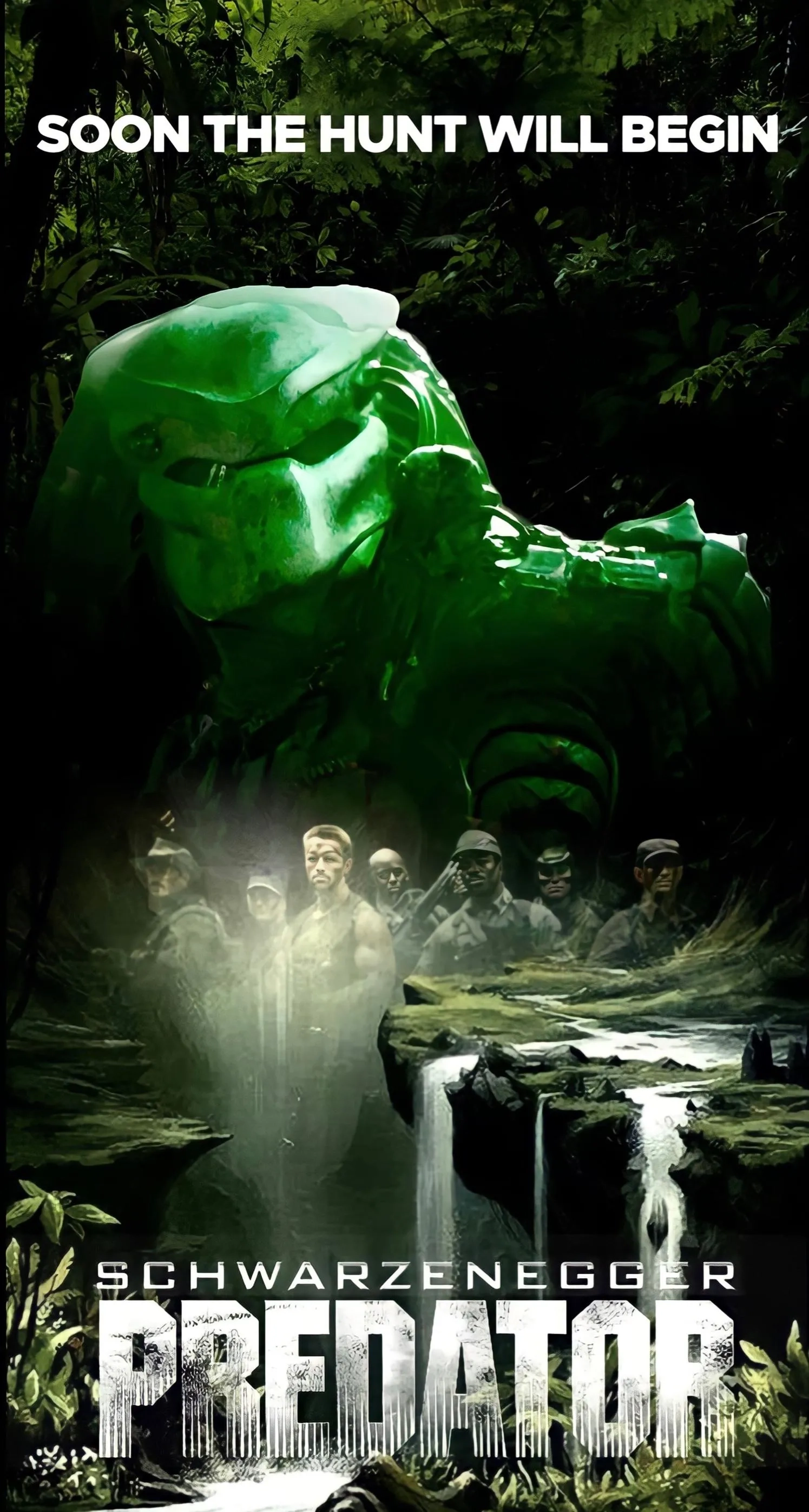 Arnold Schwarzenegger, Shane Black, Kevin Peter Hall, Jesse Ventura, Carl Weathers, Bill Duke, and Sonny Landham in Predator (1987)