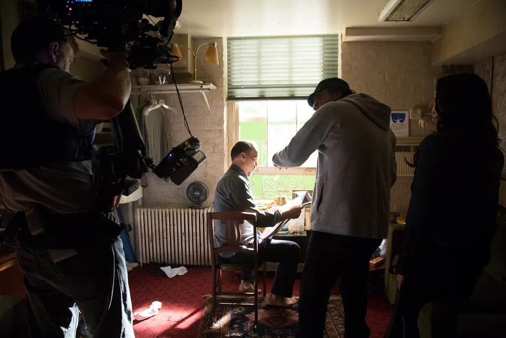 Michael Keaton, Alejandro G. Iñárritu, and Andrea Riseborough in Birdman or (The Unexpected Virtue of Ignorance) (2014)