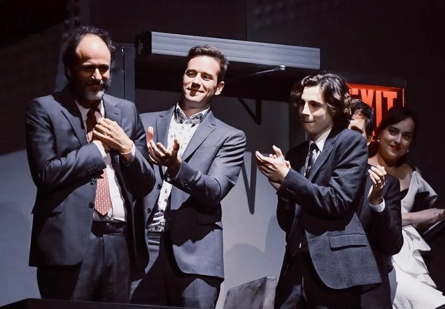 Luca Guadagnino, Armie Hammer, and Timothée Chalamet at an event for Call Me by Your Name (2017)