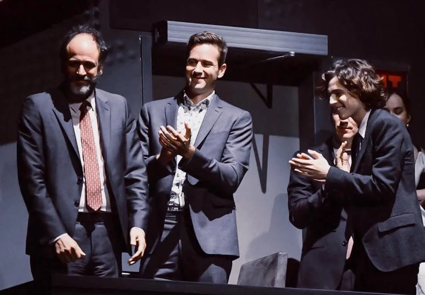 Luca Guadagnino, Armie Hammer, and Timothée Chalamet at an event for Call Me by Your Name (2017)