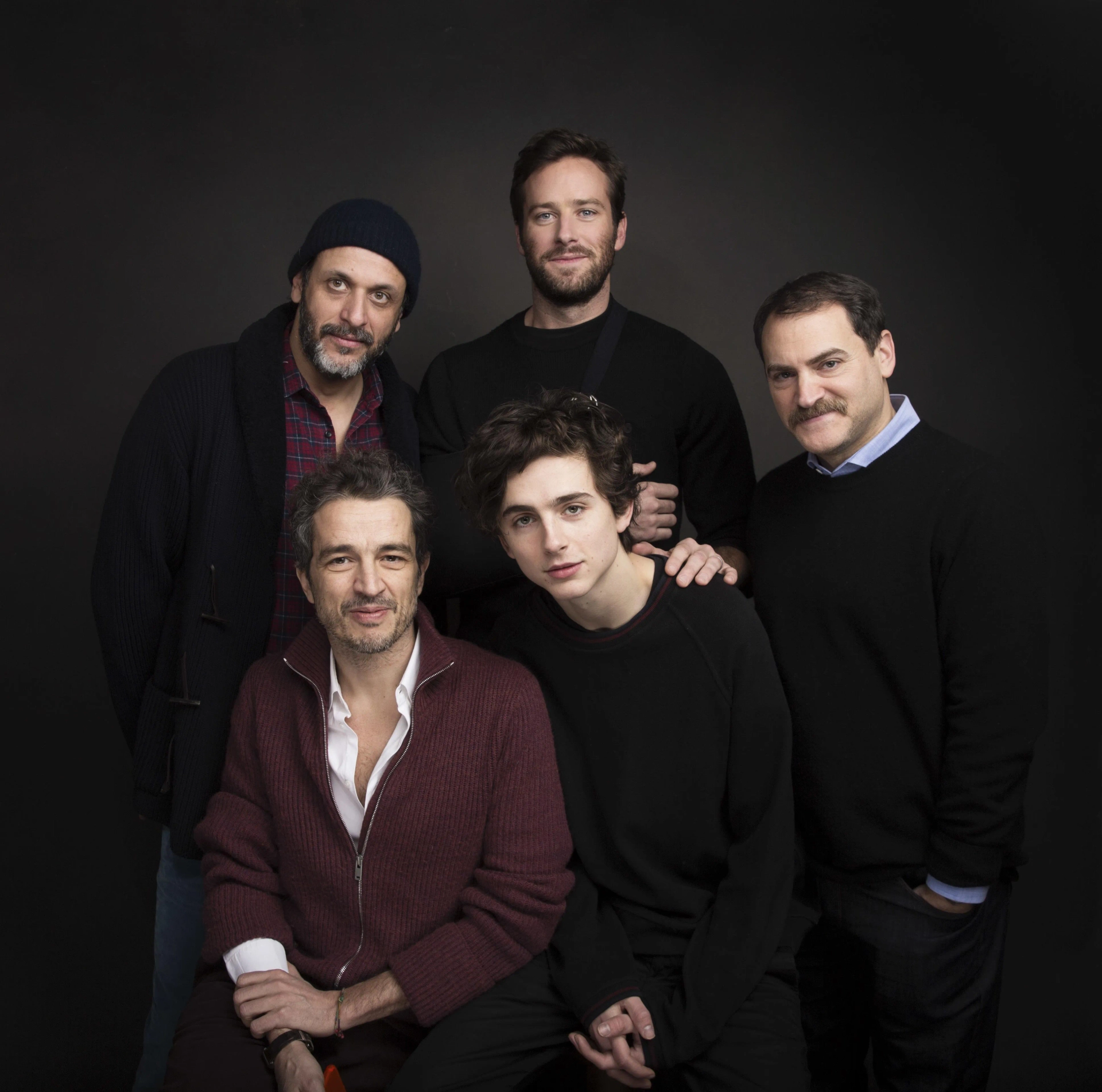 Walter Fasano, Luca Guadagnino, Michael Stuhlbarg, Armie Hammer, and Timothée Chalamet at an event for Call Me by Your Name (2017)