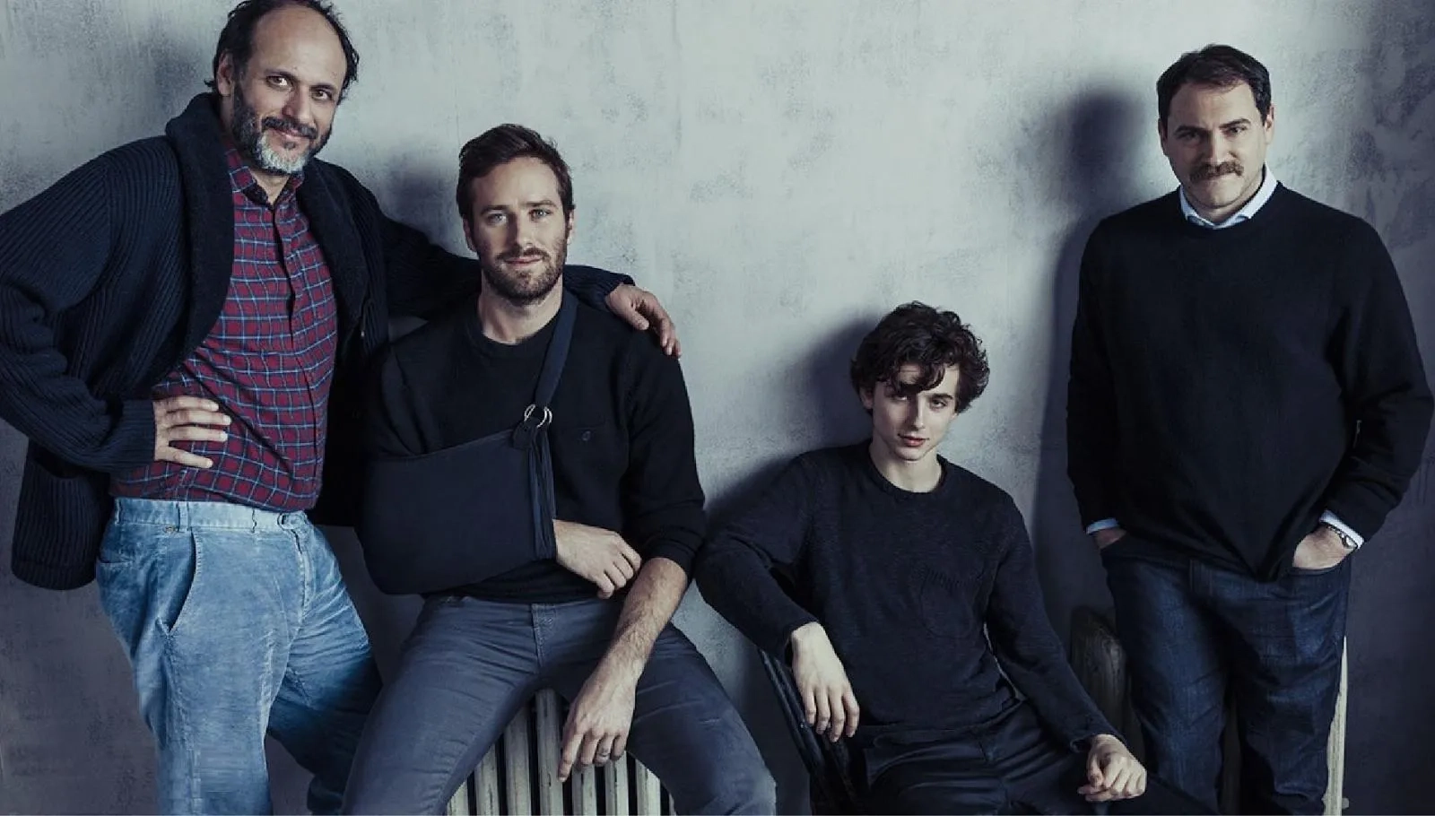 Luca Guadagnino, Michael Stuhlbarg, Armie Hammer, and Timothée Chalamet at an event for Call Me by Your Name (2017)