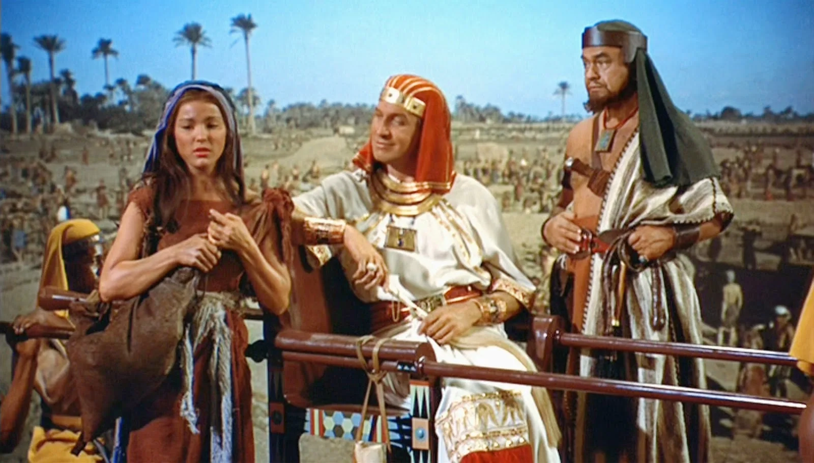 Edward G. Robinson, Vincent Price, and Debra Paget in The Ten Commandments (1956)