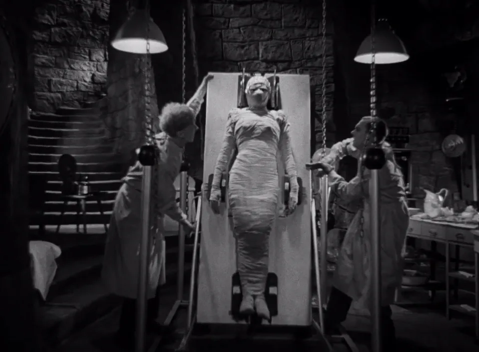 Elsa Lanchester, Colin Clive, and Ernest Thesiger in Bride of Frankenstein (1935)